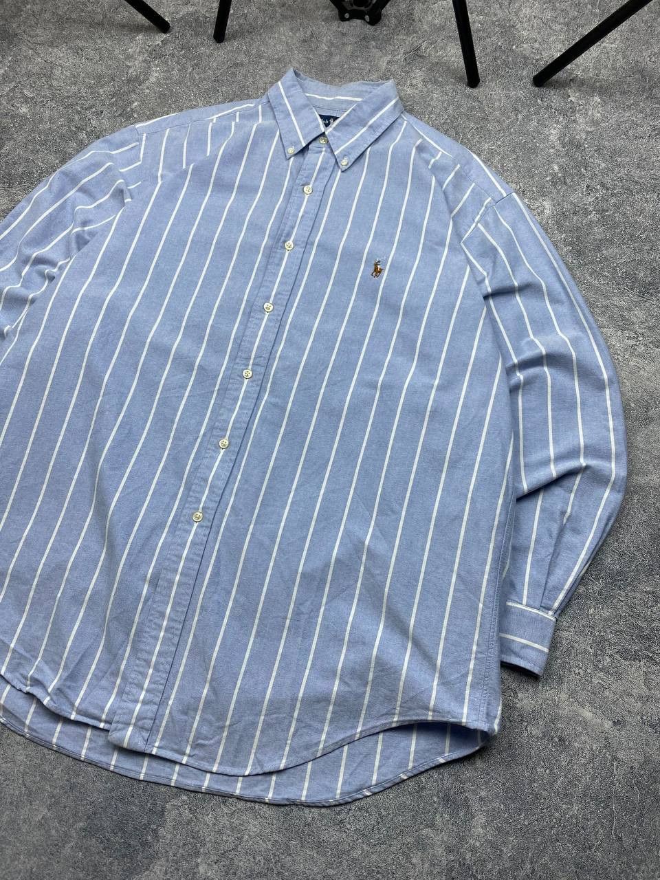 Polo Ralph Lauren × Vintage Vintage 90s Polo Ralph Lauren Striped Blue/White Shirt Y2K Size US XXL / EU 58 / 5 - 4 Thumbnail