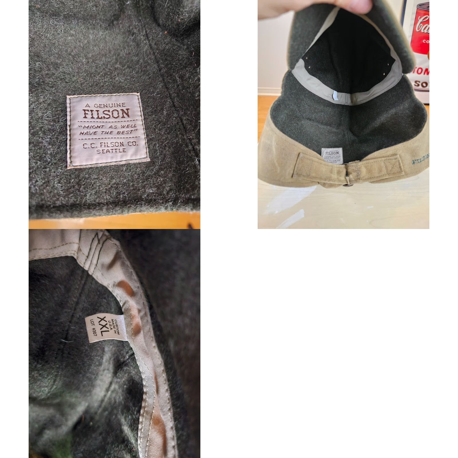 Filson VINTAGE FILSON WAXED CANVAS TIN CLOTH WILDFOWL HAT HUNTING HAT SZ XXLARGE Green Cap Men’s Size ONE SIZE - 8 Thumbnail