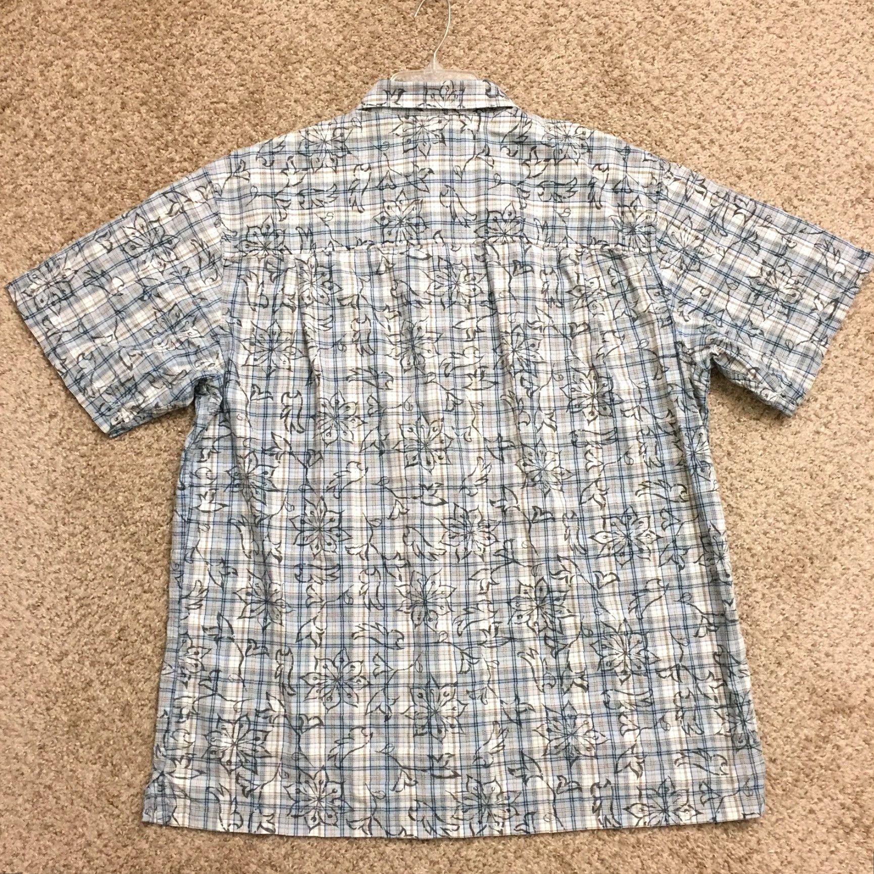 Chaps Chaps Shirt Mens Large Blue Plaid Floral Short Sleeve Button Up Size US L / EU 52-54 / 3 - 7 Thumbnail