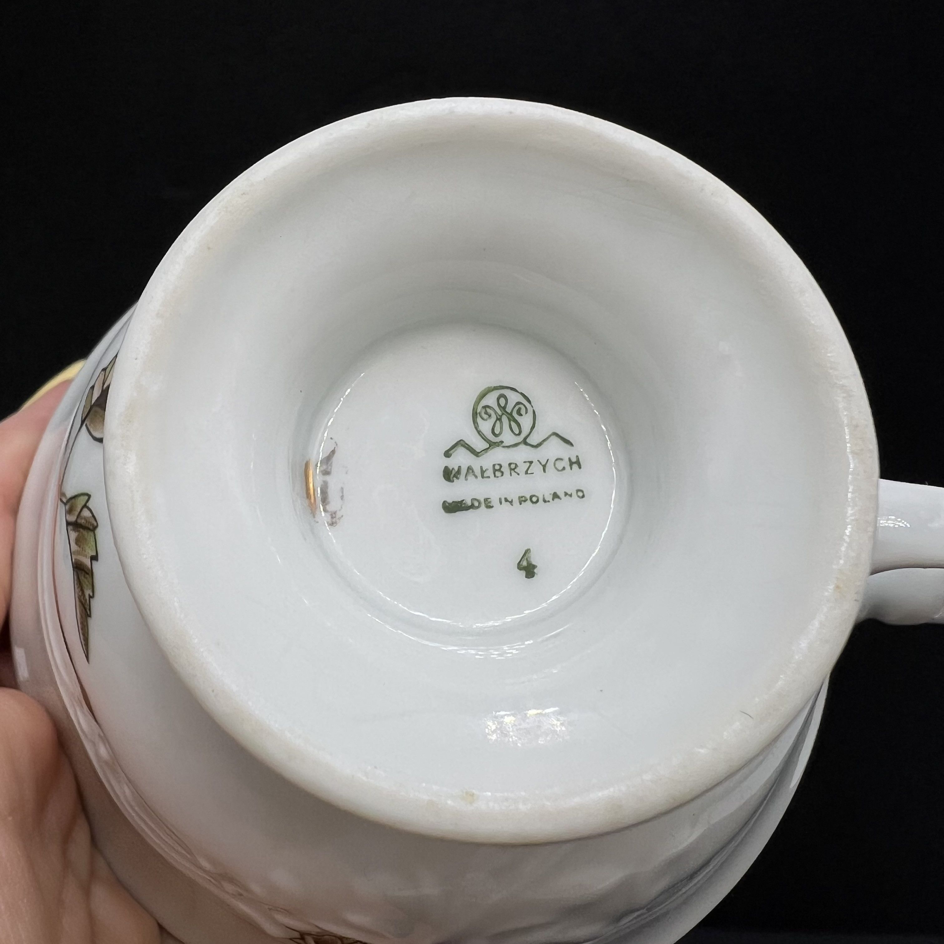 Vintage ANTIQUE Walbrzych Poland Porcelain Pedestal Cup Handpainted Size ONE SIZE - 5 Thumbnail