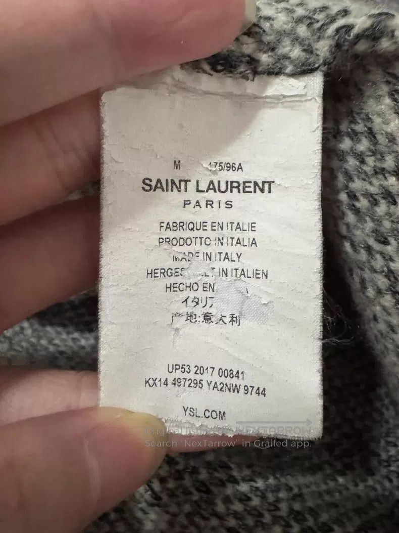 Saint Laurent Paris Saint Laurent Paris Grey and White Fringe Lightning Hooded Size US M / EU 48-50 / 2 - 7 Thumbnail