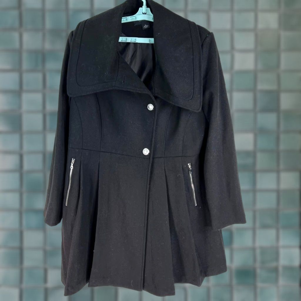 Liz Claiborne VINTAGE Liz Claiborne Coats, Jackets & Vests Wool Blend Peacoat Black XL Woman LIZ CLAIBORNE Wool Blend Peacoat Black XL Women Size XL / US 12-14 / IT 48-50 - 1 Thumbnail