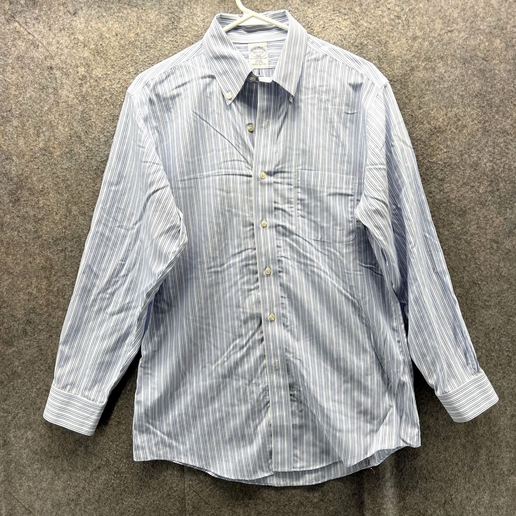 Brooks Brothers Brooks Brothers Shirt Mens 15.5 Blue Stripe 346 Non Iron Cotton Dress Shirt Long Sleeve Button-Down Collar Barrel Cuff Size US L / EU 52-54 / 3 - 2 Thumbnail