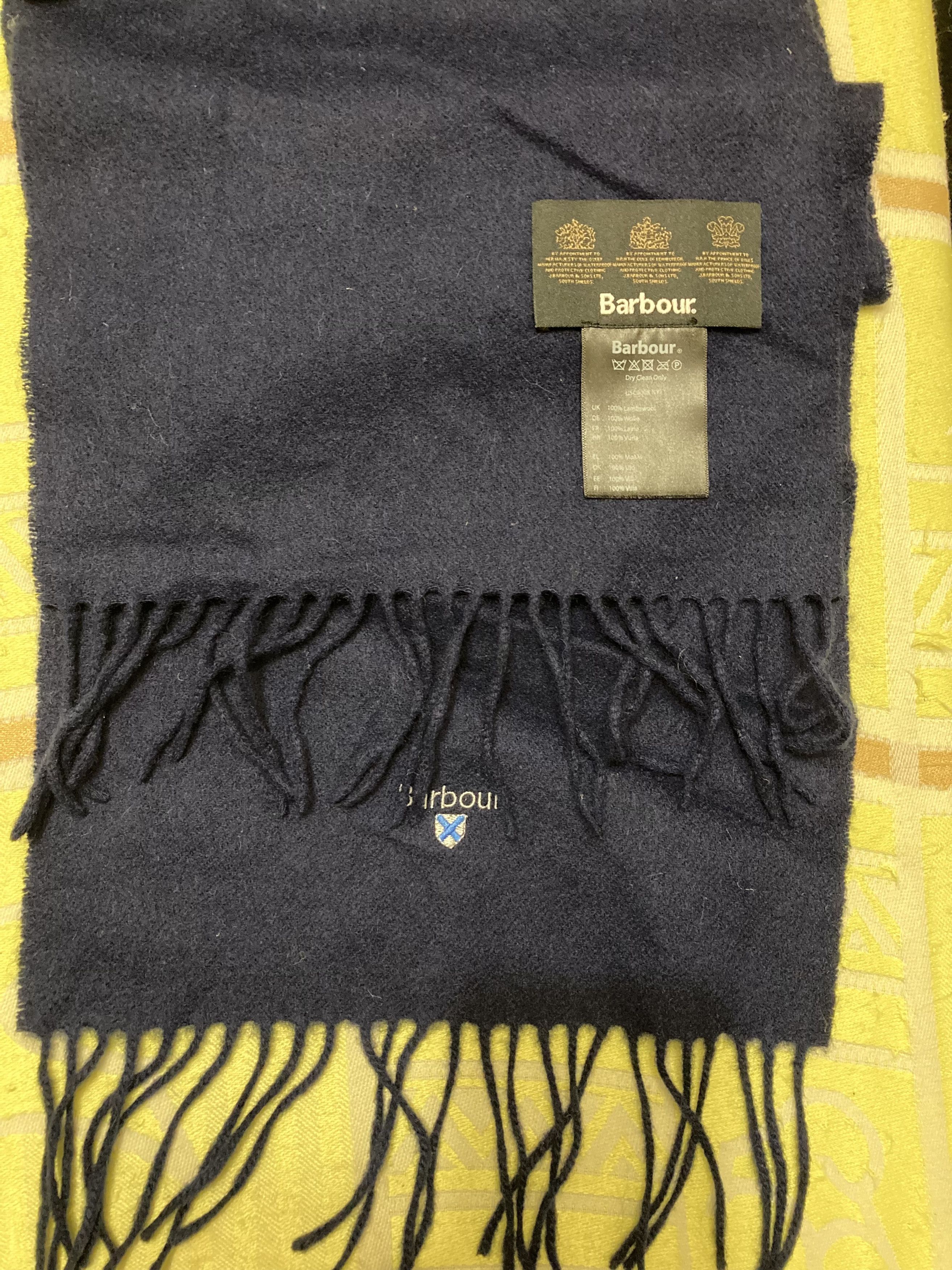 Barbour Barbour Classic Scarf Navy Blue 100% Wool Fringe Size ONE SIZE - 6 Thumbnail