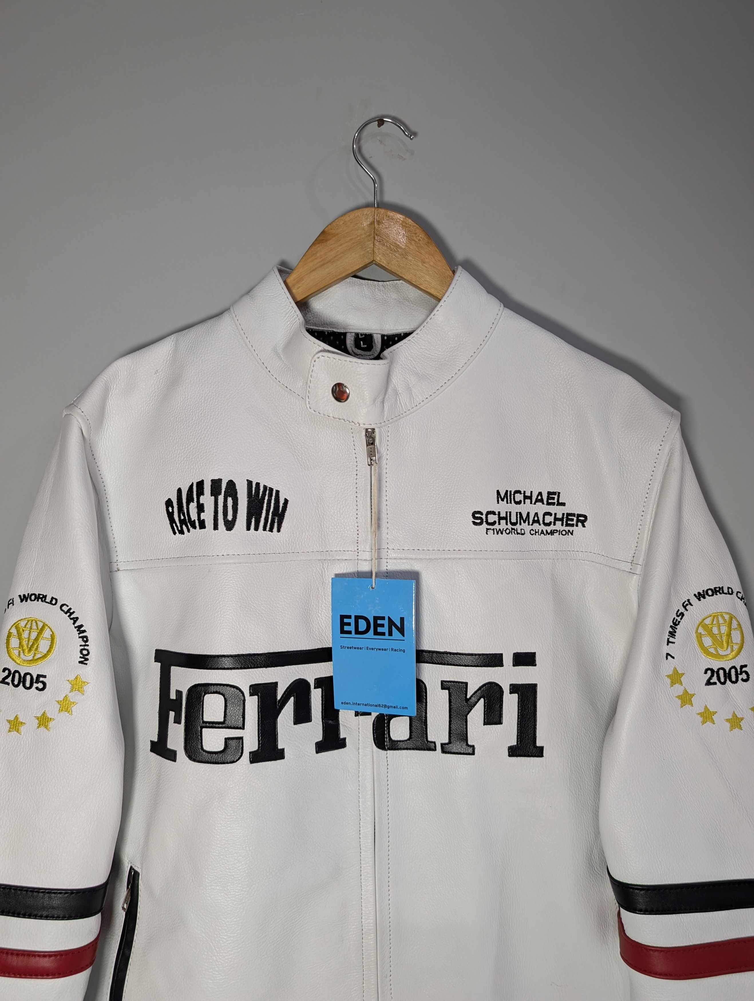 Vintage 🔥Ferrari 🔥 Formula 1 Racing Real Cowhide Leather Jacket Size US XL / EU 56 / 4 - 3 Thumbnail