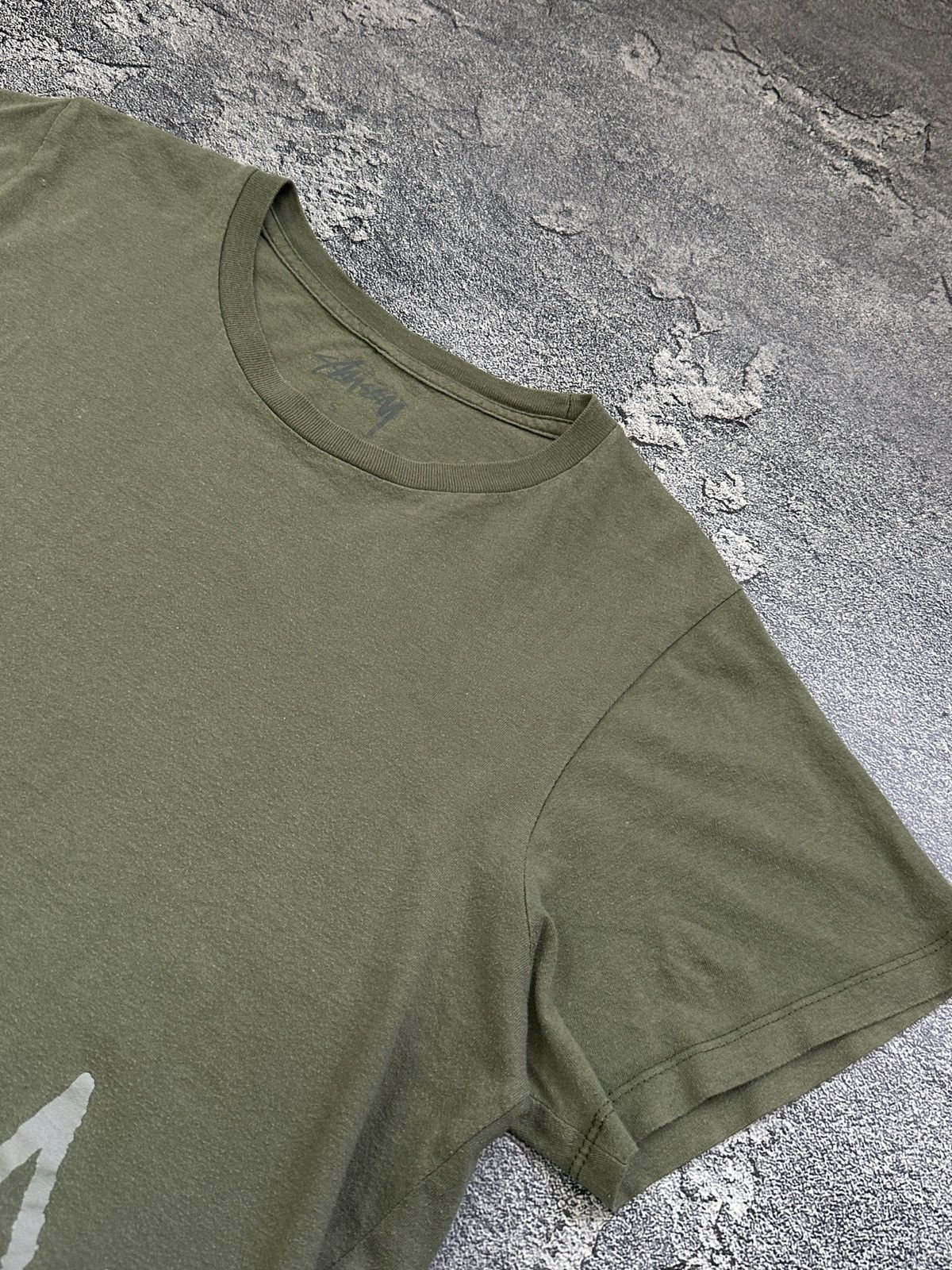 Stussy Vintage Stussy Big Logo Faded Khaki T-Shirt Y2k Size S Size US S / EU 44-46 / 1 - 5 Thumbnail