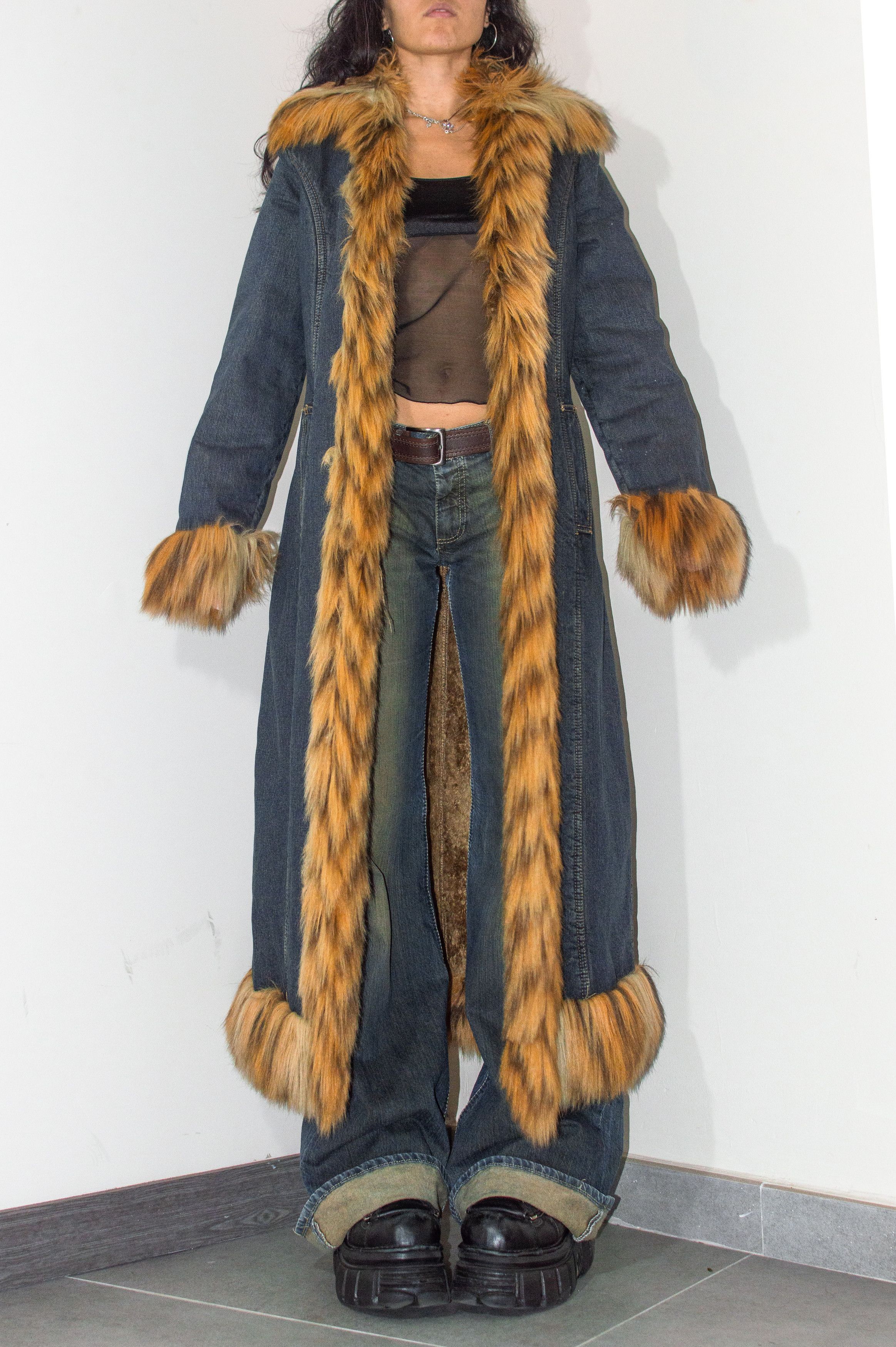 Vintage Vintage Y2k Faux Fur Trim Maxi Afghan Coat Size S / US 4 / IT 40 - 1 Thumbnail