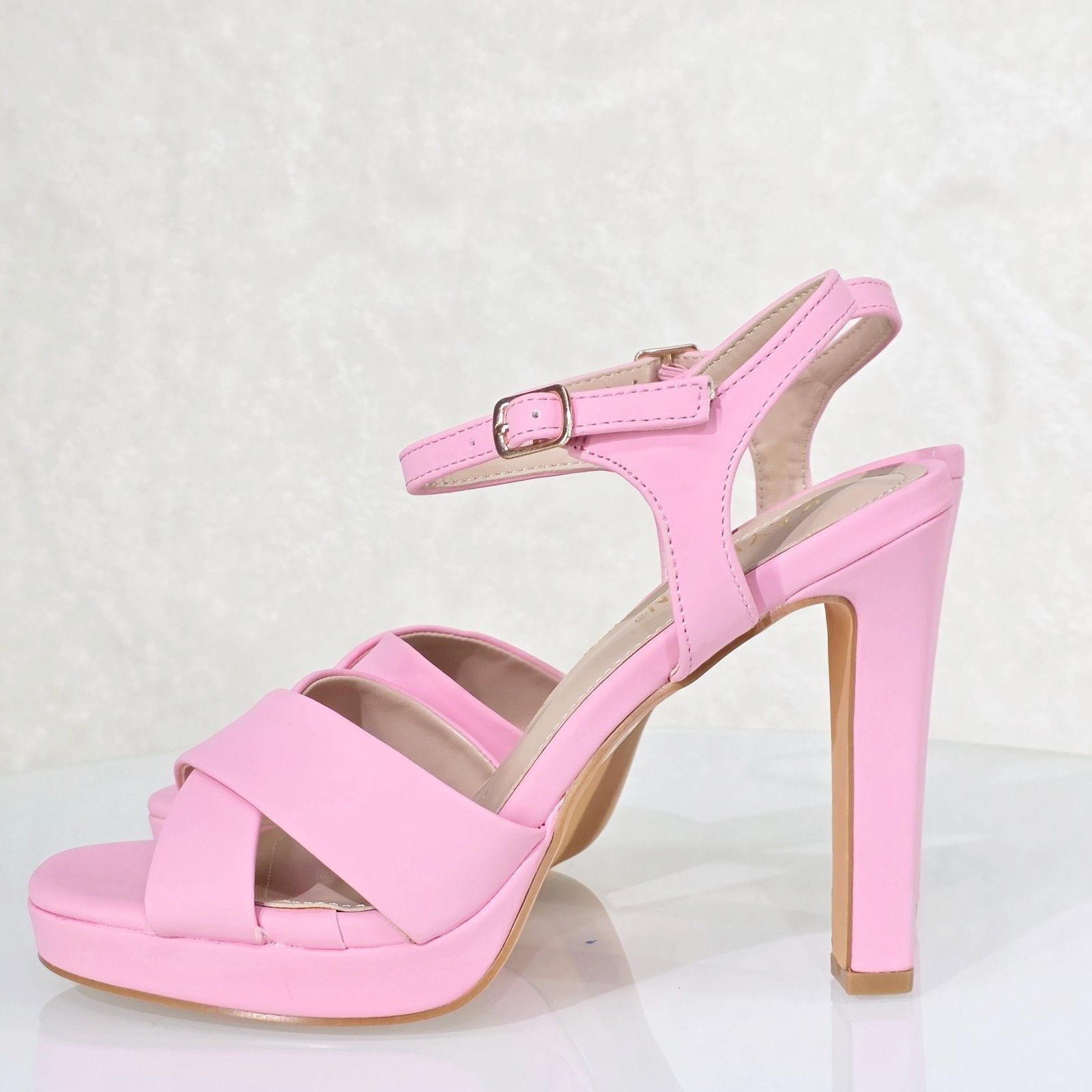 Other Pretty Pink Matte High Heels Ankle Strap Open Toe Sandals Sh Size US 8 / IT 38 - 6 Thumbnail