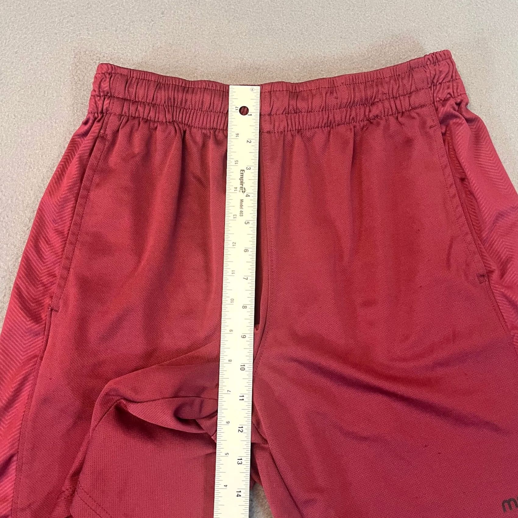 Logo 7 Mitre Shorts Mens Sz Lg Red Black Logo Gym Performance Run Athletic Herringbone Size US 33 - 6 Thumbnail