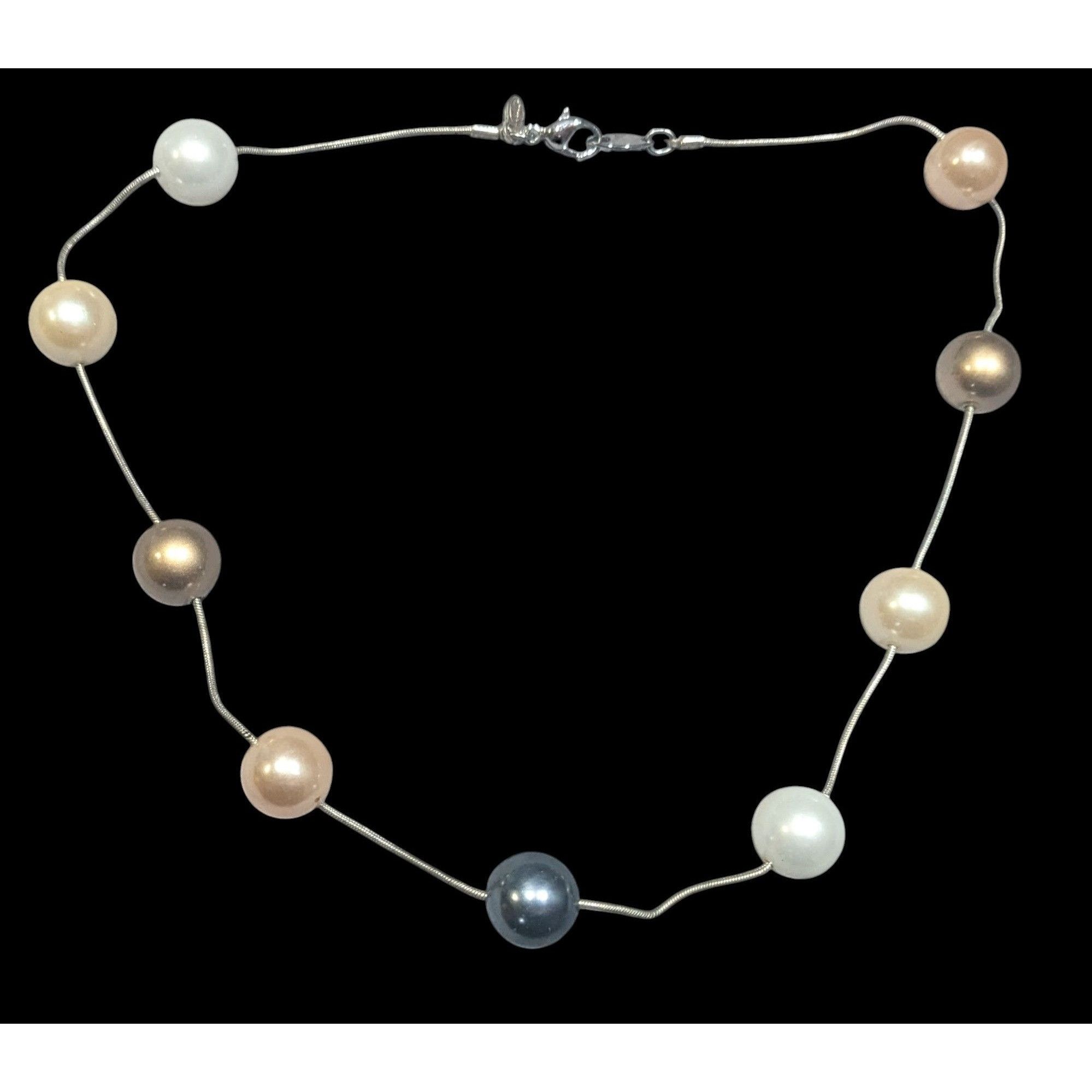 Monet Vintage Monet Multi-Metallic Faux Pearl Station Necklace Size ONE SIZE - 1 Thumbnail