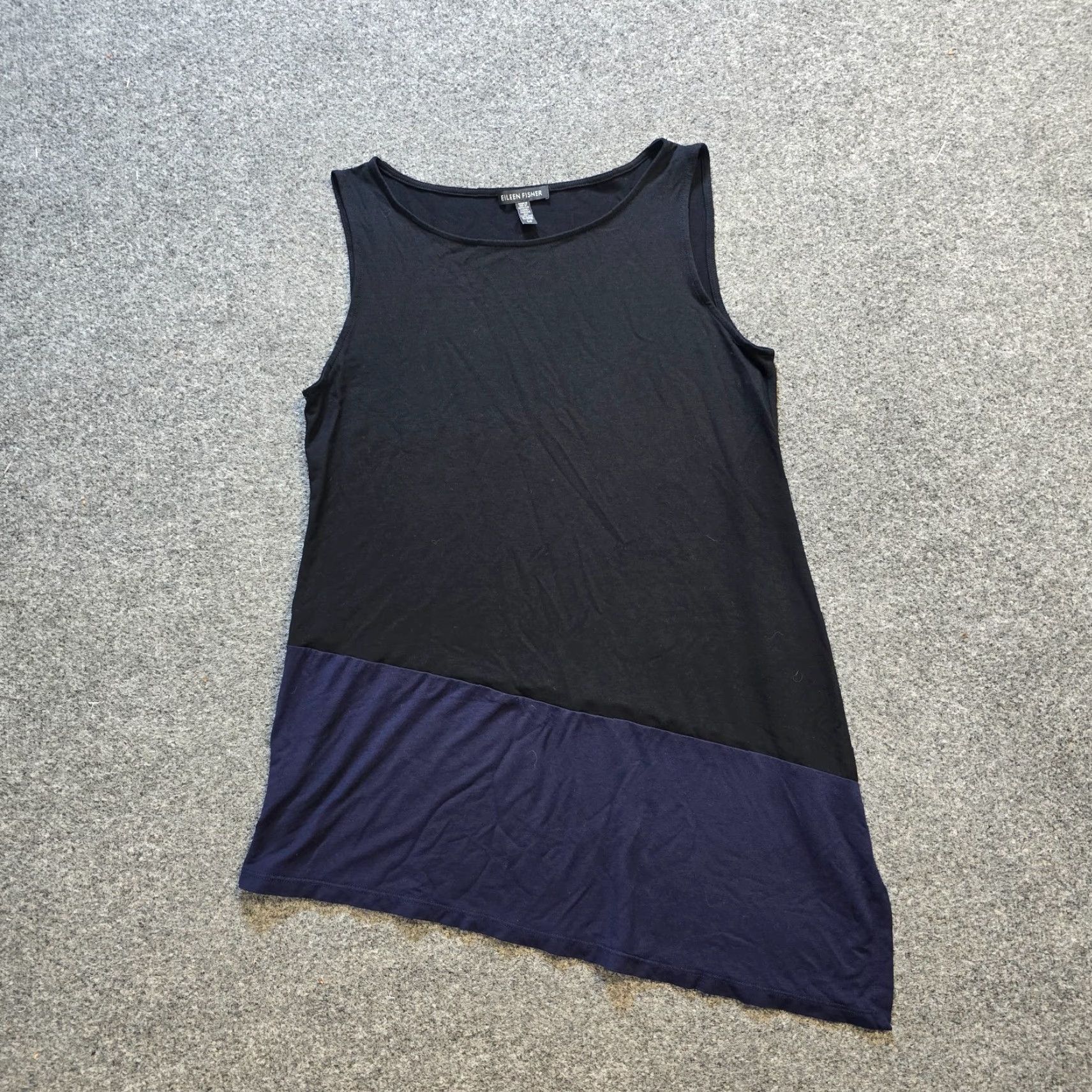 Eileen Fisher Eileen Fisher Top Womens Size Small Black Blue Asymmetrical Tank Tunic Stretchy Size S / US 4 / IT 40 - 2 Thumbnail