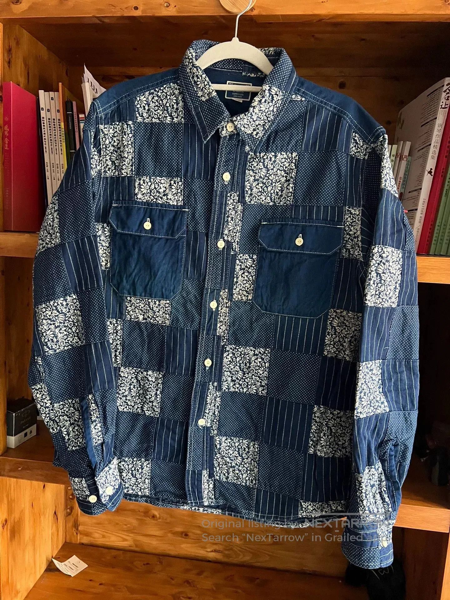 Japanese Brand blue patchwork shirt with traditional dyeing. Size US L / EU 52-54 / 3 - 3 Thumbnail