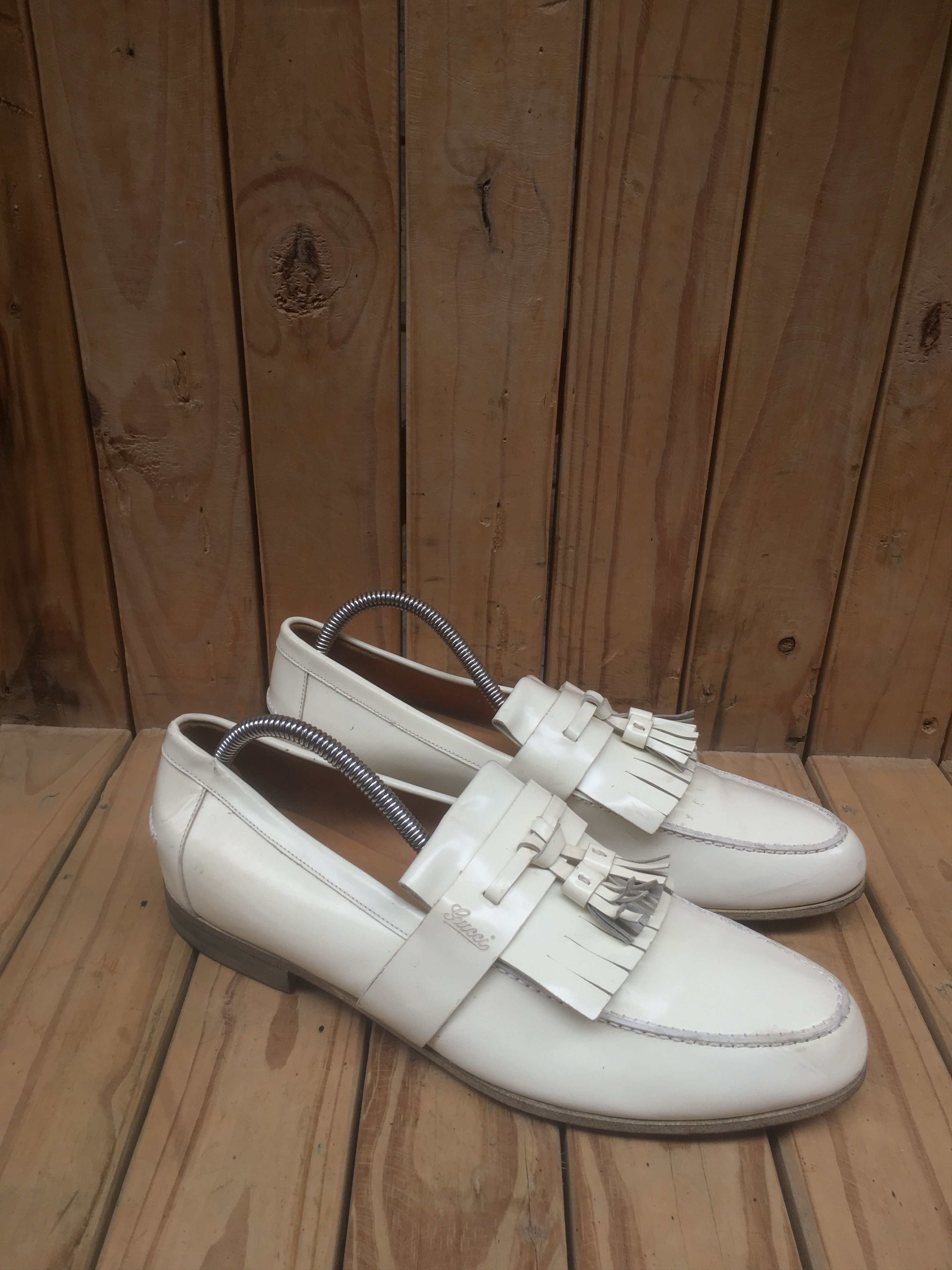 Gucci Gucci 216146 Cream Men's leather Loafers USA 7.5 EUR 41 Size US 7.5 / EU 40-41 - 11 Thumbnail