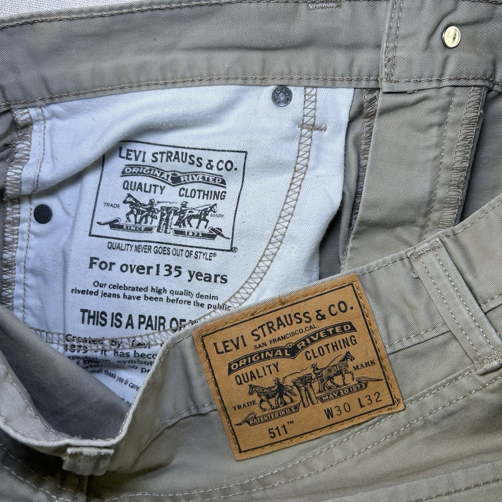 Levi's Levi's 511 Tapered Khaki 100% Cotton Casual Pants Mens 30x32 Size US 30 / EU 46 - 9 Thumbnail
