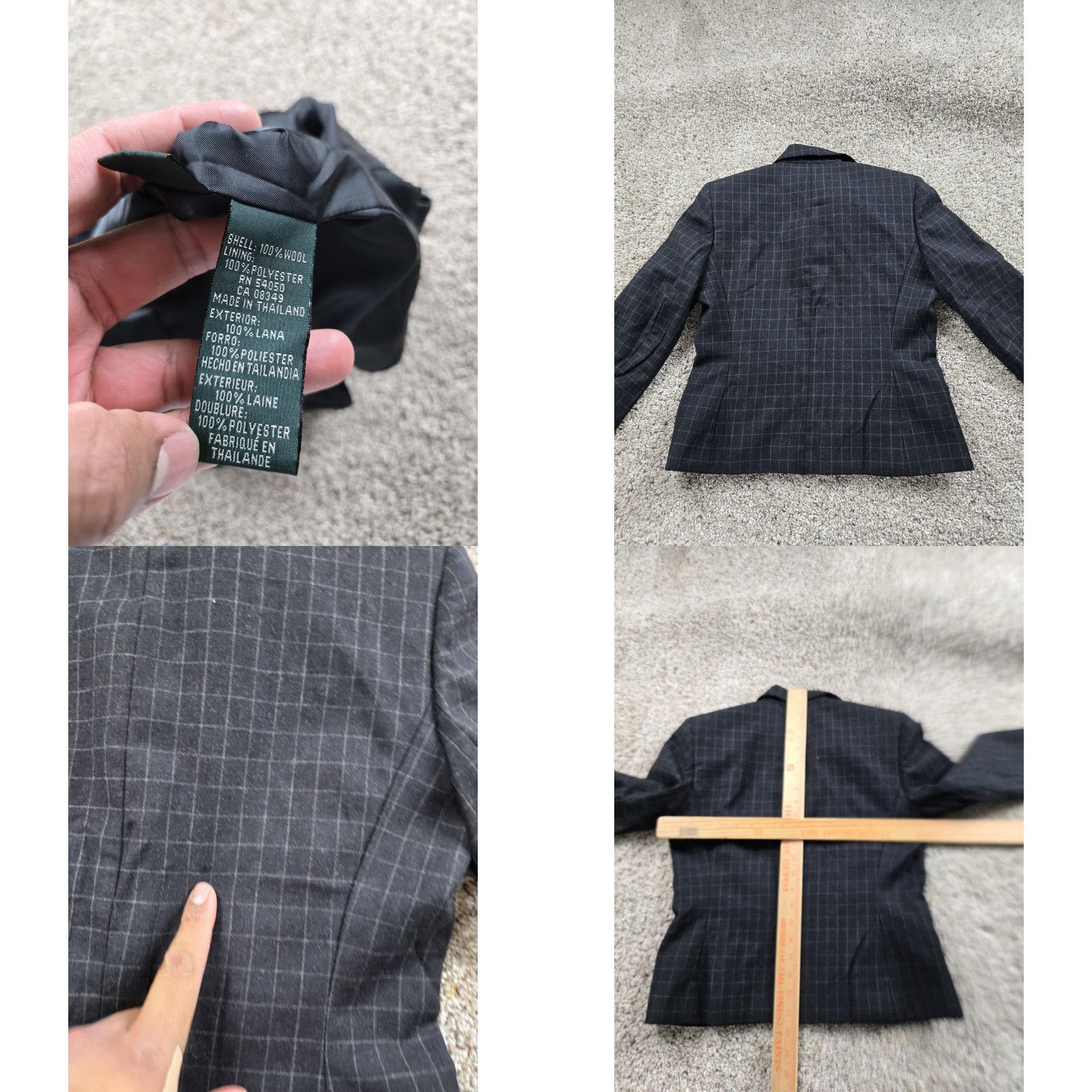 Ralph Lauren Lauren Ralph Lauren Blazer Womens 6P Gray Plaid Wool Petite Suit Jacket Size M / US 6-8 / IT 42-44 - 9 Thumbnail