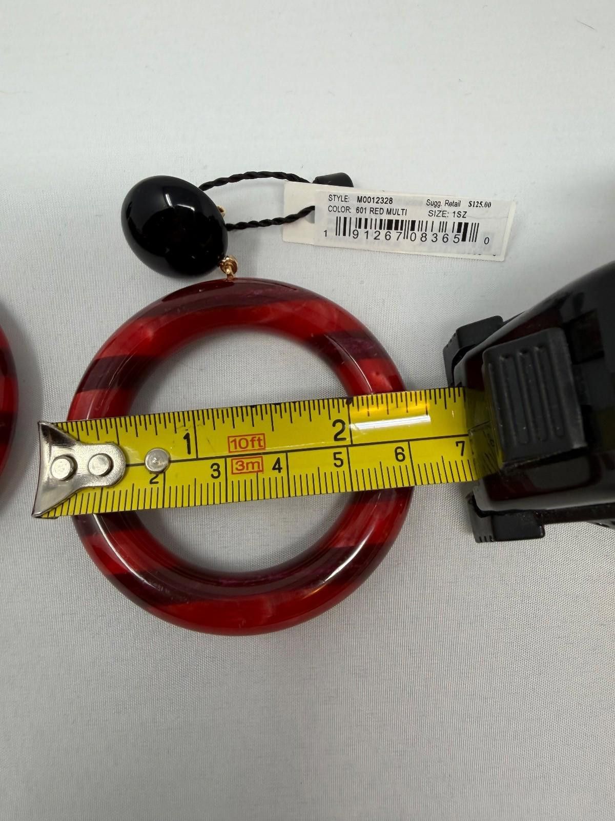 Marc Jacobs Marc Jacobs Red Multi Resin Hoop Earrings – Omega Back – NWT Size ONE SIZE - 5 Thumbnail