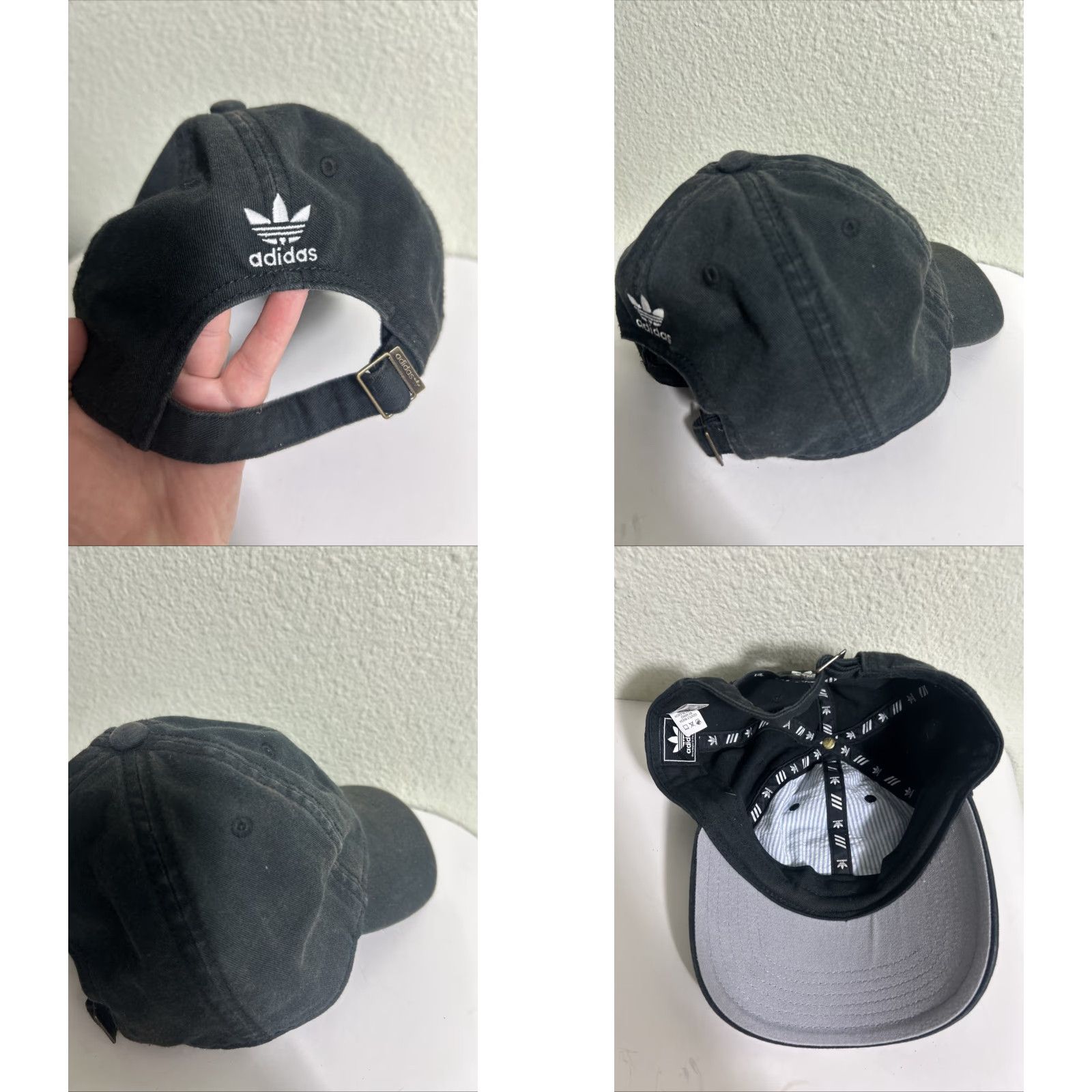 Adidas Adidas Strapback Dad Hat Adjustable Cotton Trefoil Black White Size ONE SIZE - 8 Thumbnail