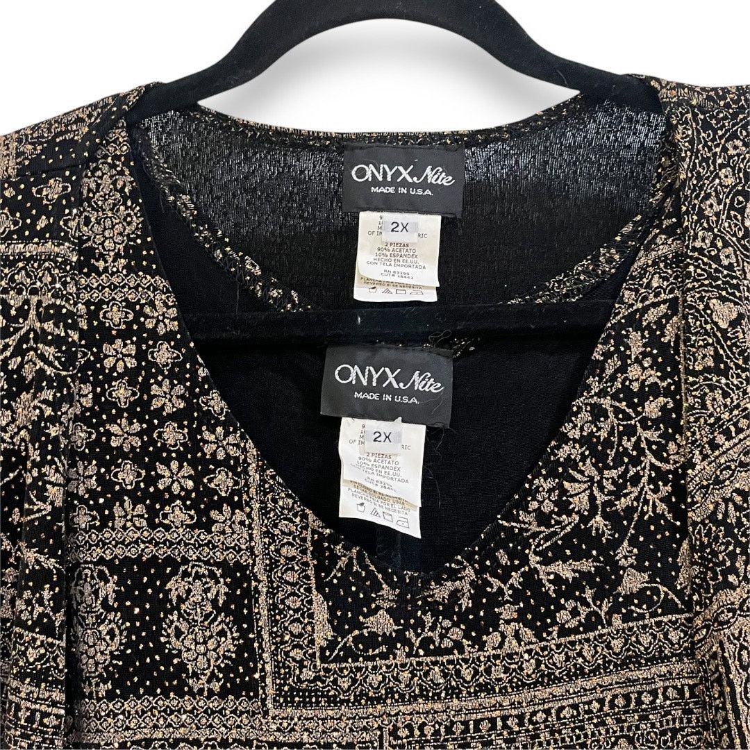 Vintage Vintage Onyx Nite glitter 2 piece blouse and jacket set Size XXL / US 16-18 / IT 52-54 - 6 Thumbnail