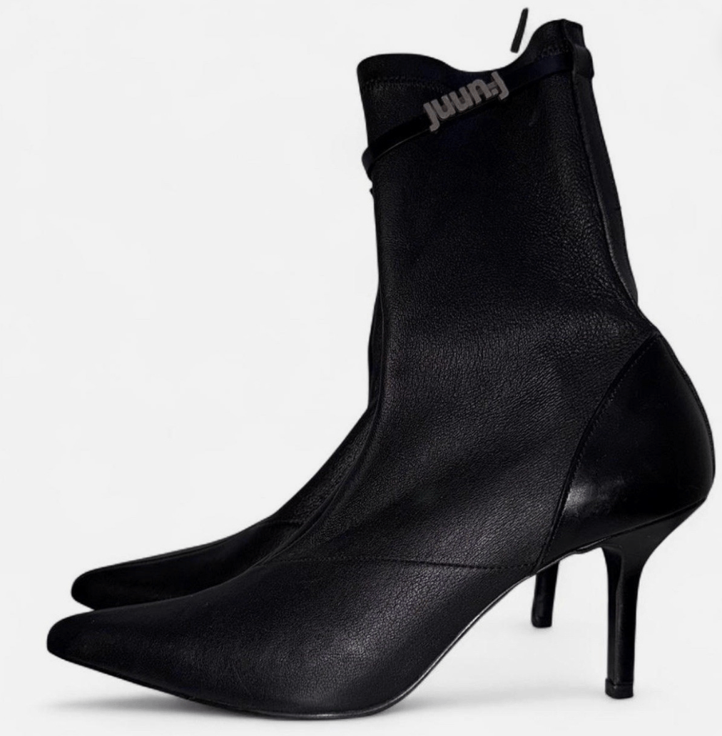 Juun.J JUUN.J pointed ankle boots black with logo Size US 7.5 / IT 37.5 - 3 Thumbnail