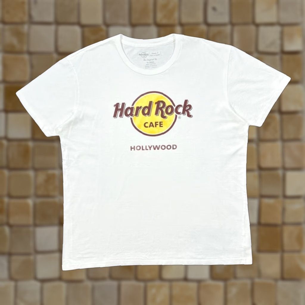 Hard Rock Cafe Hard Rock Cafe Hollywood Classic Souvenir Logo Spellout Graphic T-Shirt XL Men White Size US XL / EU 56 / 4 - 1 Thumbnail