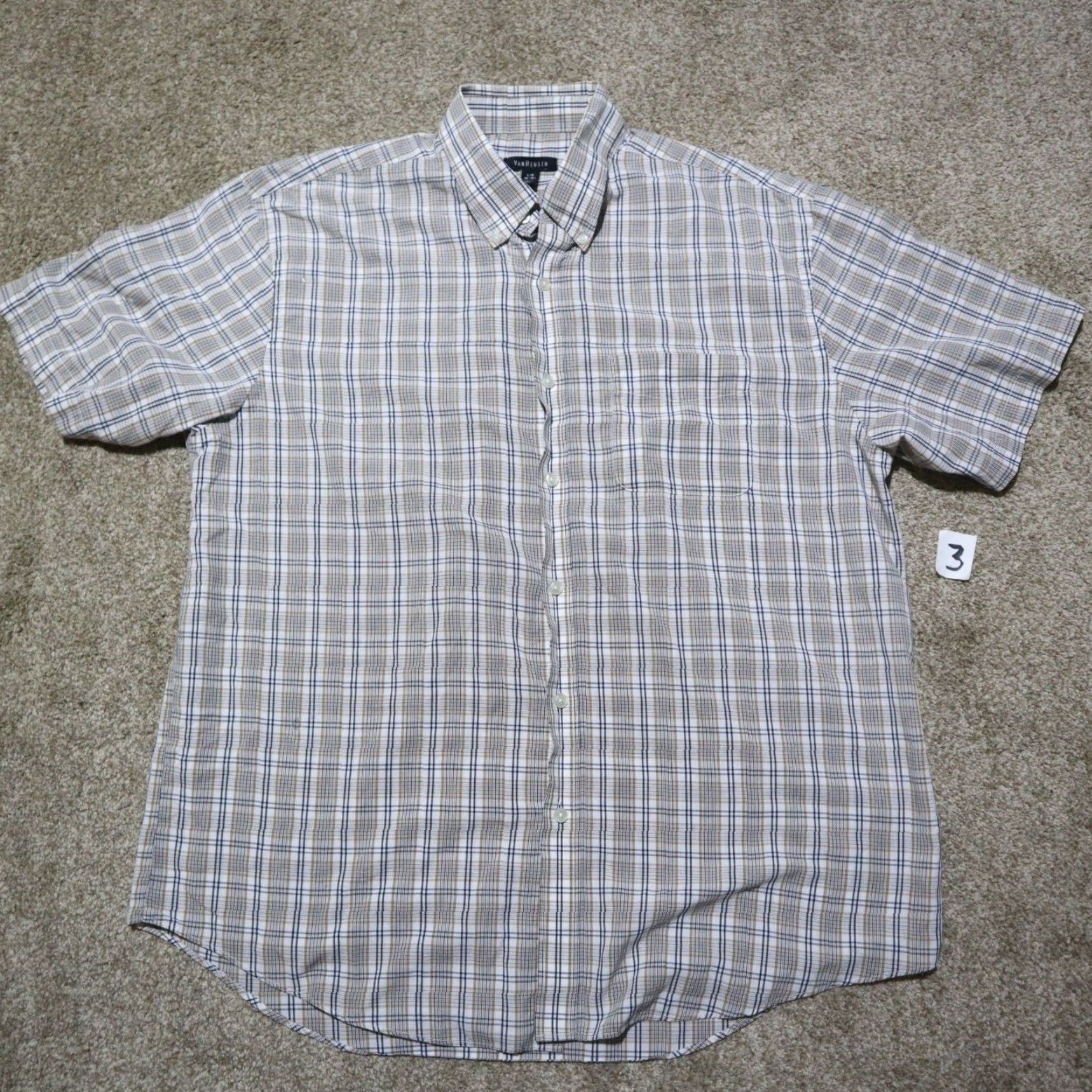 Van Heusen Van Heusen Shirt Mens L Multicolor Plaid Short Sleeve Button-Up Casual Fit Size US L / EU 52-54 / 3 - 2 Thumbnail