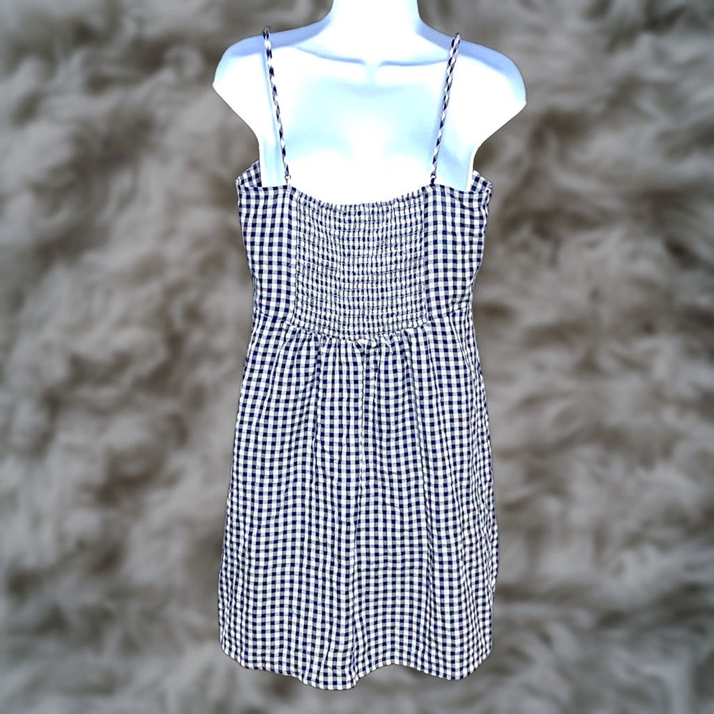 Loft LOFT Gingham Check Blue Cowl Neck Mini Dress 10 Casual Coastal Nautical Sleeveless A-Line Women's Size L / US 10 / IT 46 - 1 Thumbnail