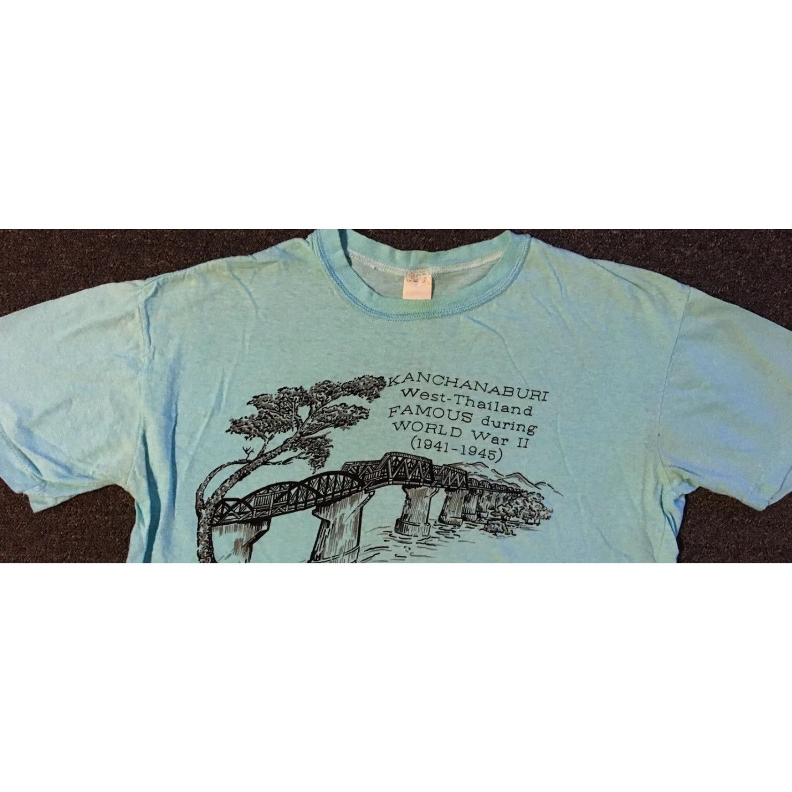 Vintage VINTAGE Shirt XS Green 80s Thailand River Kwai Distressed Grunge Single Stitch Unisex Adults T-Shirt Military War Warriorなる Size US XS / EU 42 / 0 - 7 Thumbnail