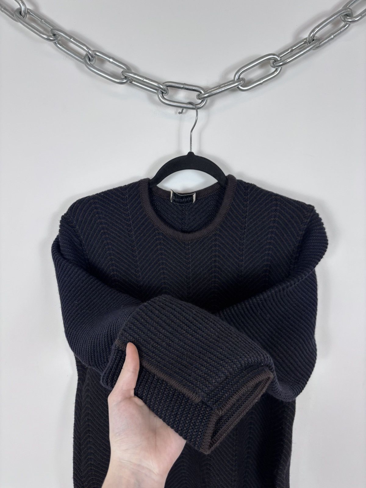 Gianfranco Ferre Vintage Gianfranco Ferre Forma Blue Brown Wool Sweater Size XL / US 12-14 / IT 48-50 - 5 Thumbnail