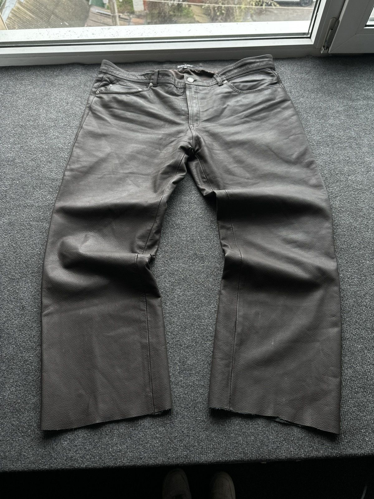 Other 🚨GRAIL MEN LEATHER PANTS Y2K WESTERN MOTORCYCLE Size US 41 - 1 Thumbnail