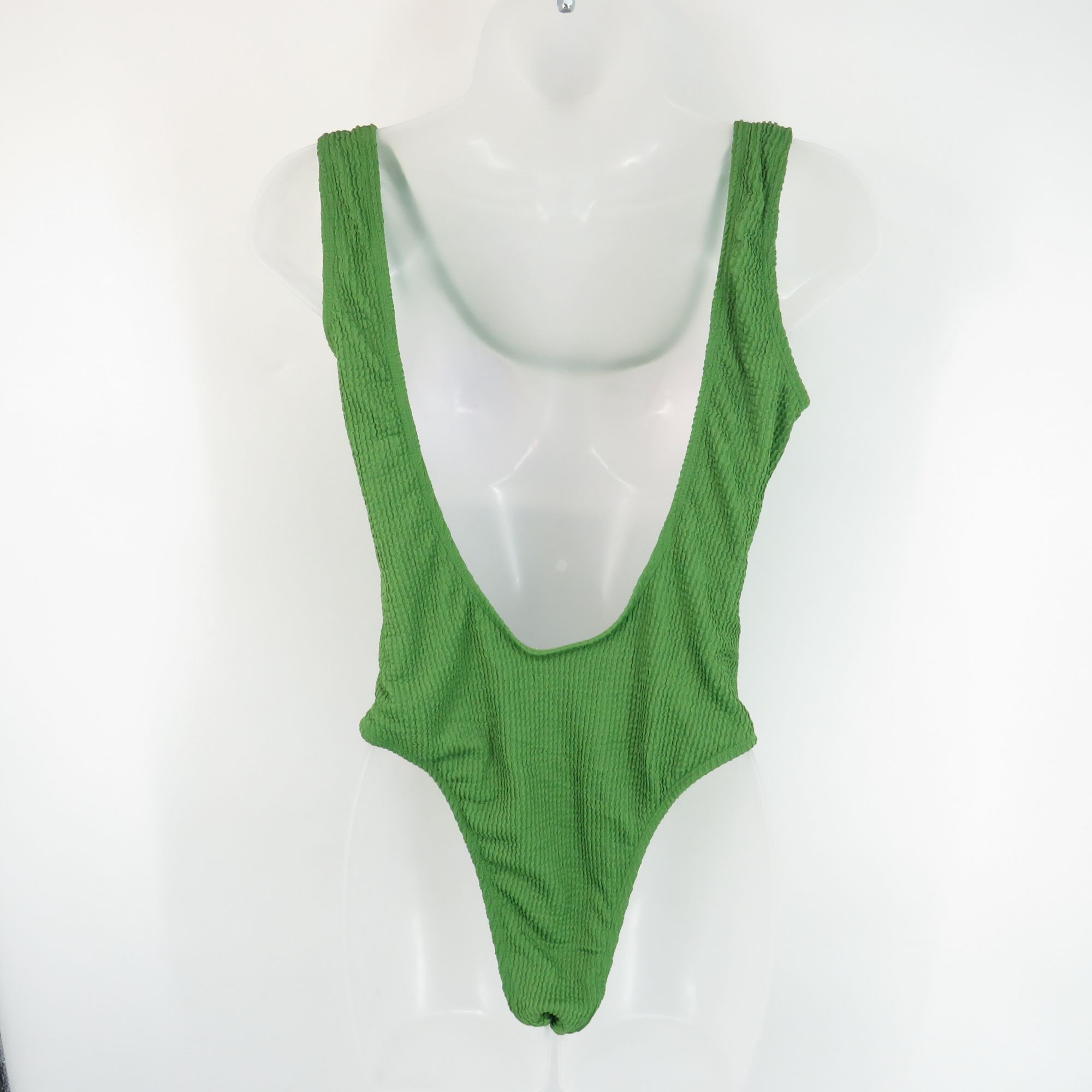 Other Women's Green Ribbed High-Cut Scoop Neck Swimsuit Bodysuit M Size ONE SIZE - 2 Thumbnail