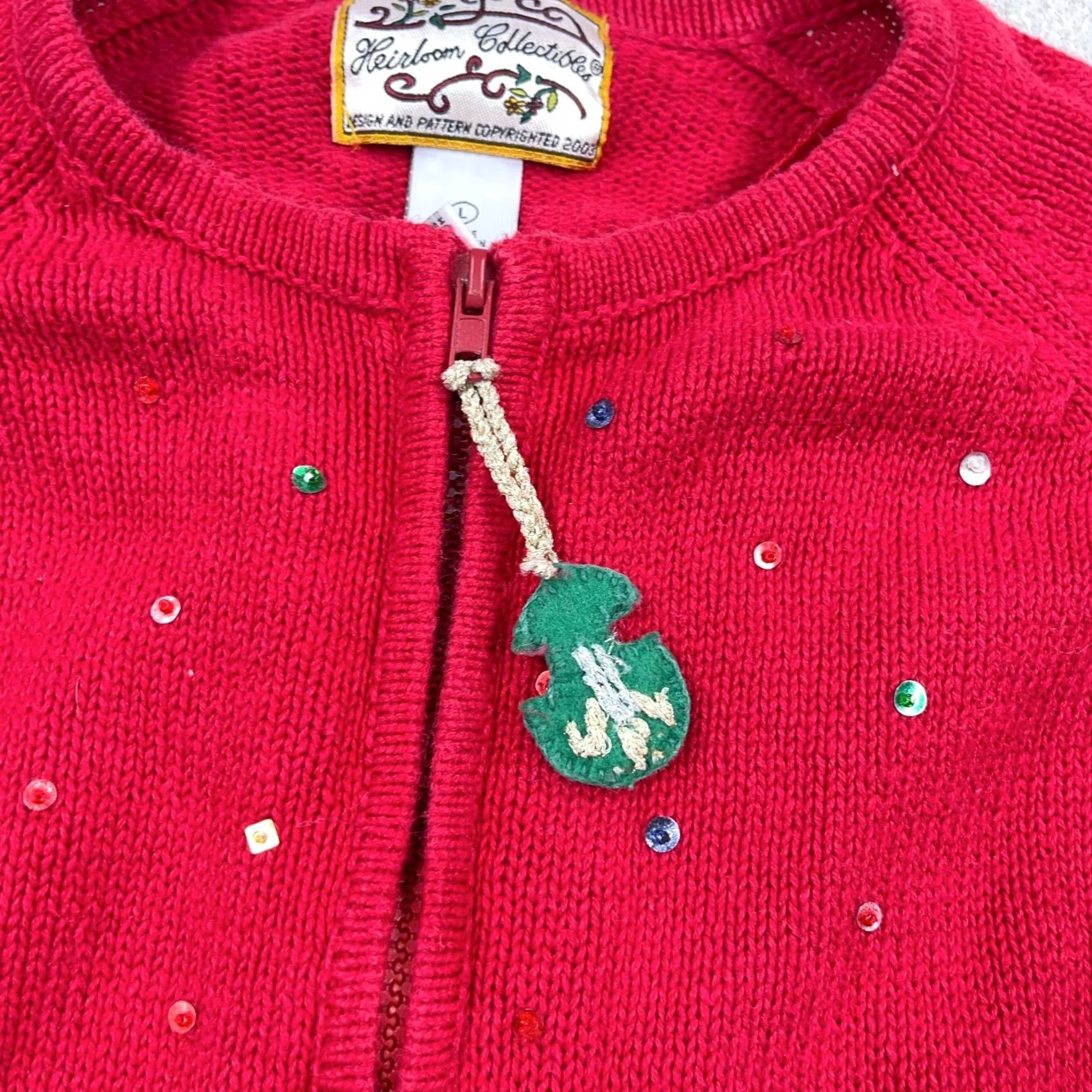 Vintage VINTAGE Heirloom Collectibles Sweater Womens L Red Christmas Women Full Zip Cardigan Size L / US 10 / IT 46 - 5 Thumbnail