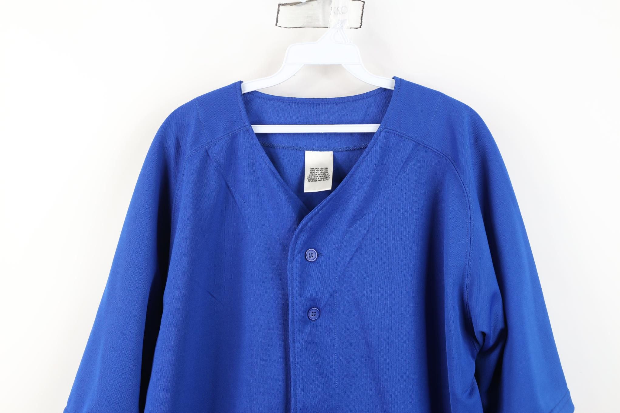 Vintage Vintage 90s Y2K Streetwear Knit Baseball Jersey Royal Blue Size US XL / EU 56 / 4 - 2 Thumbnail