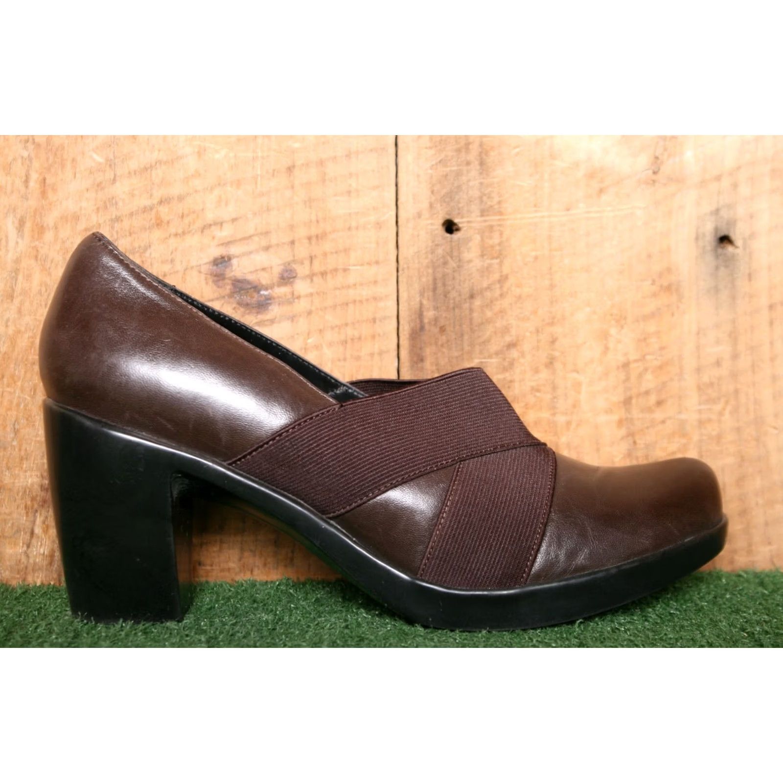 Dansko Dansko Tori Brown Leather Pumps Heel Pump Women 3" Block US 8 EUR 38.5 Slip On Size US 9 / IT 39 - 2 Thumbnail