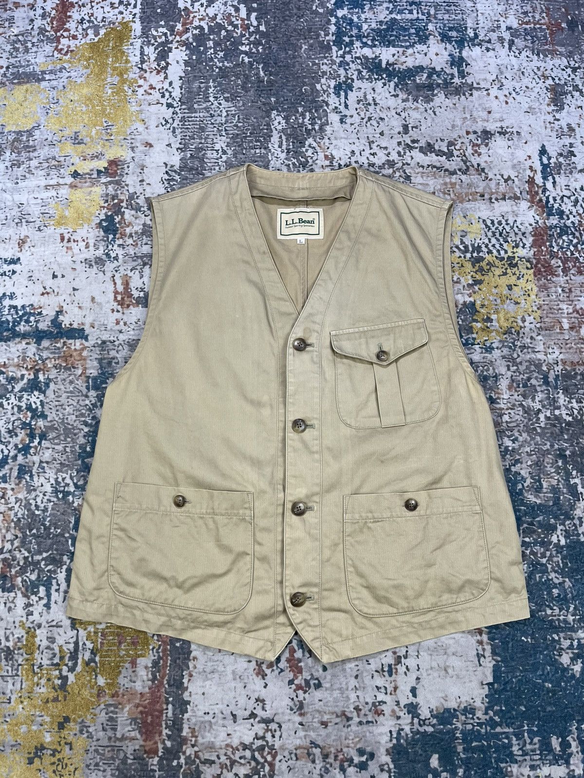 Vintage LL Bean Herringbone Utility Work Vest