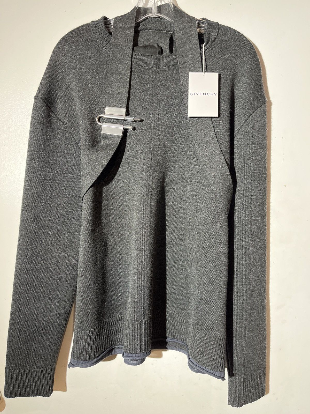 image of Givenchy U-Lock Harness Sweater in Grey, Men's (Size Small)