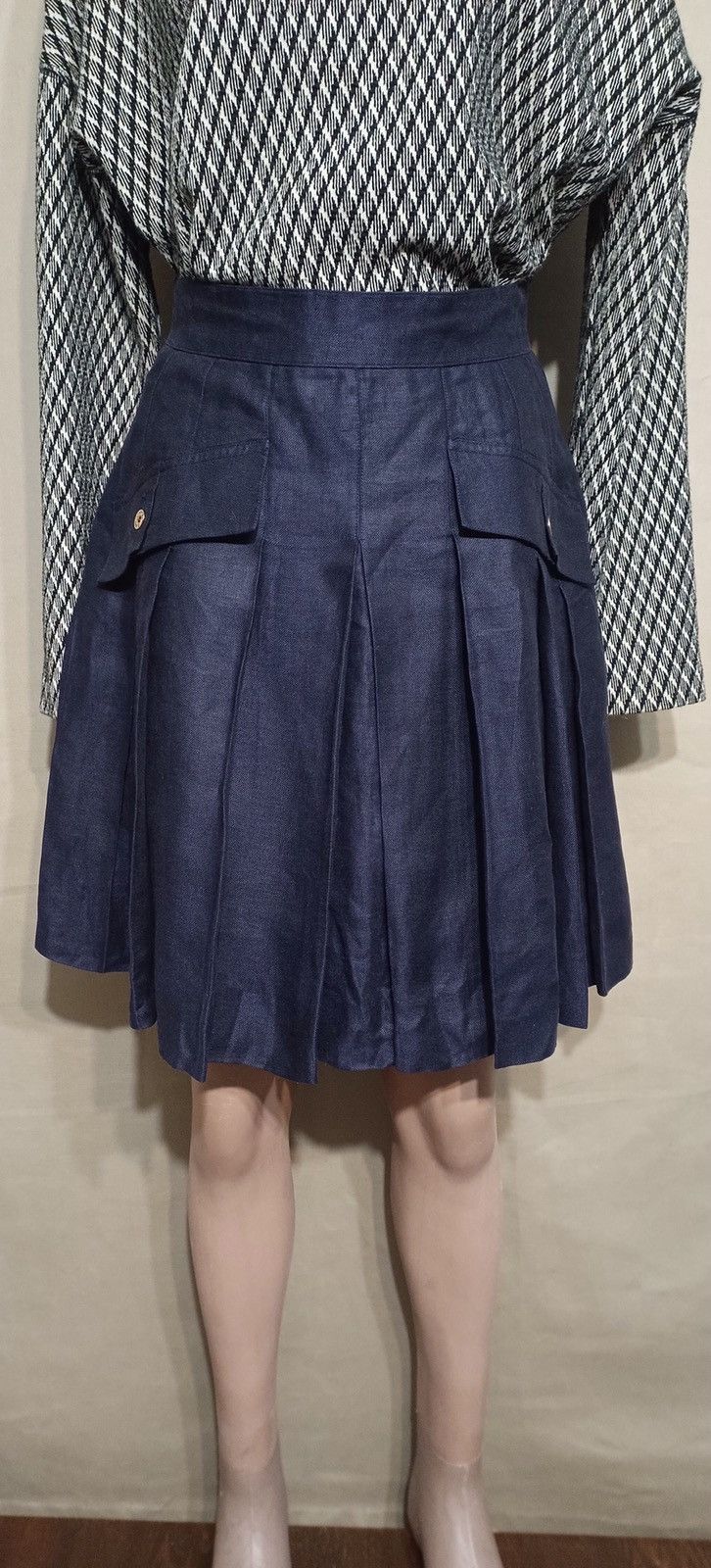 Chanel × Vintage CHANEL Vintage Navy Blue Pleated Skirt Size 26" / US 2 / IT 38 - 3 Thumbnail