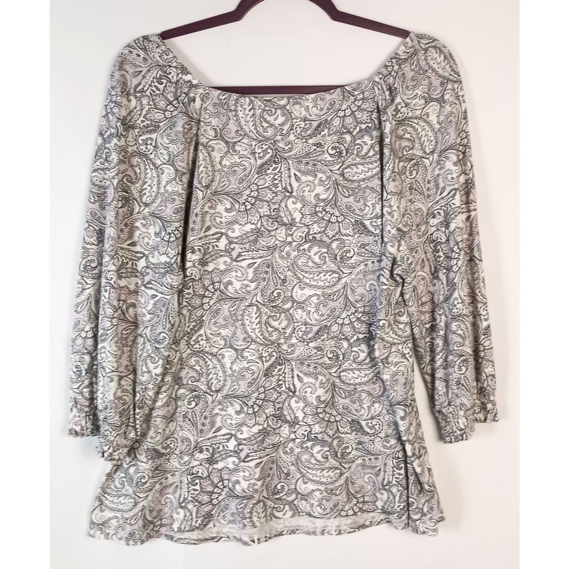 J. Jill J Jill Smocked Square Neck Top Women M Boho 3/4 Sleeve Cotto Size M / US 6-8 / IT 42-44 - 5 Thumbnail
