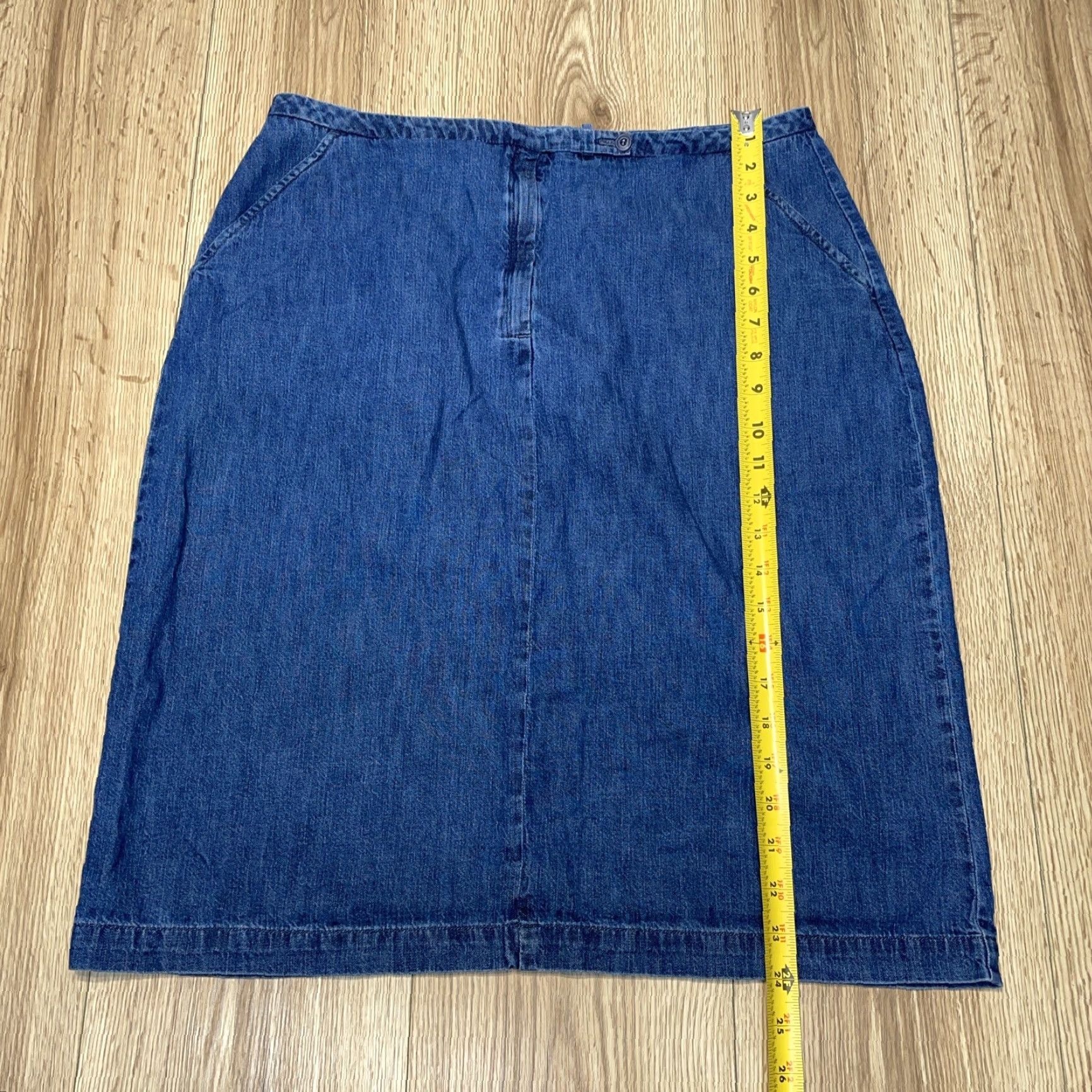 Lands' End Lands' End Denim Skirt Women Size 14 Regular Knee Length Blue Cotton Pockets Straight & Pencil Size 36" / US 14 / IT 50 - 7 Thumbnail
