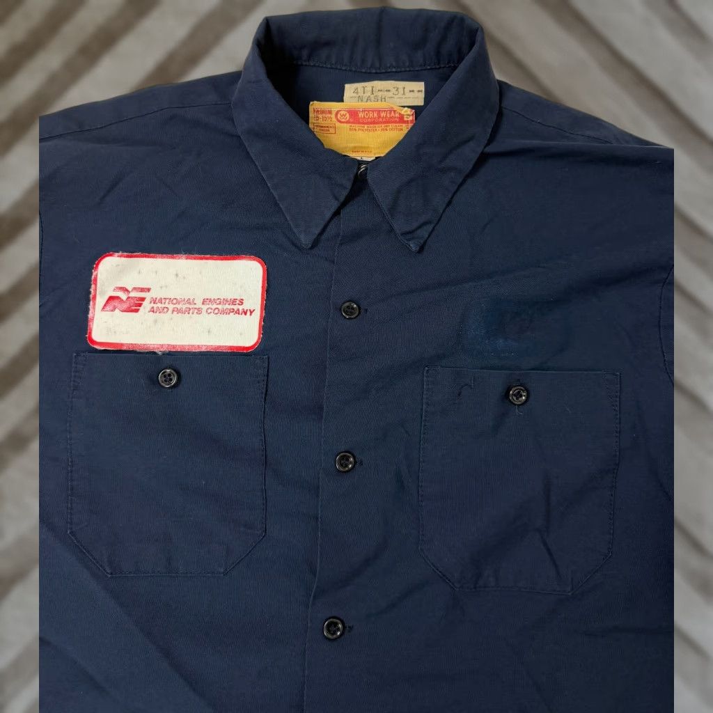 Vintage Vintage 80s Mechanic Work Shirt Medium Tall National Engines Parts Company USA Size US M / EU 48-50 / 2 - 1 Thumbnail