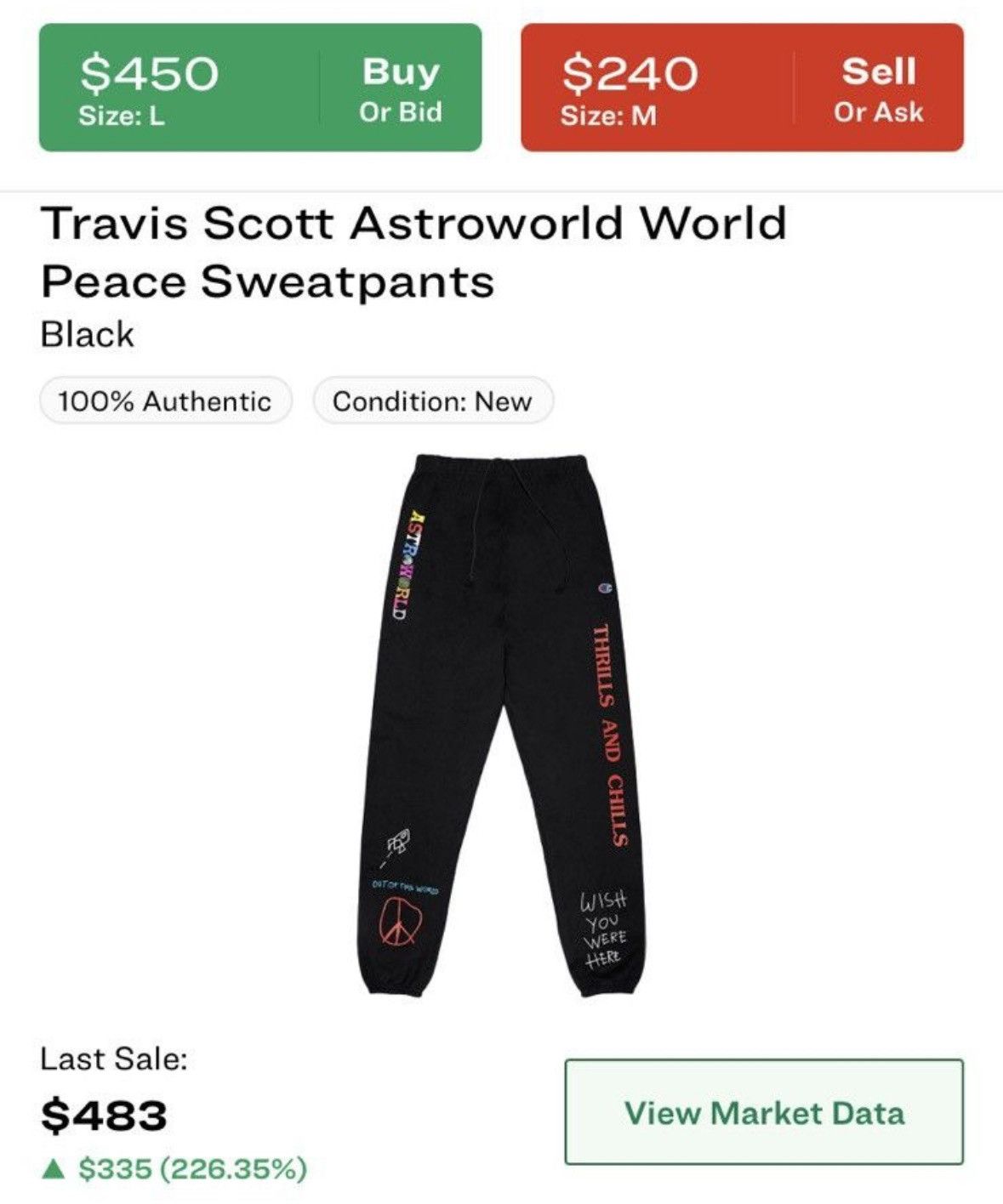 Travis scott astroworld world peace sweatpants black sale