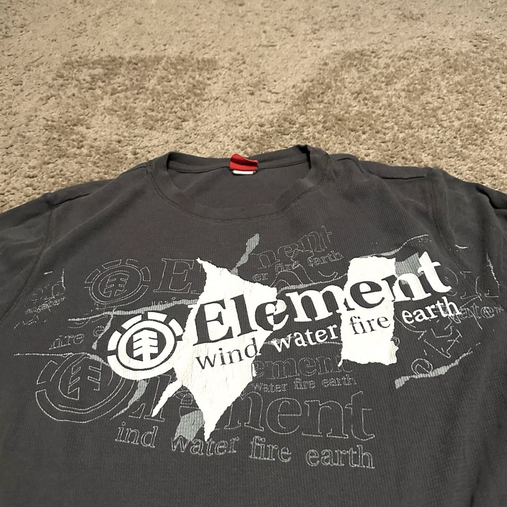 Element Vintage Element Shirt Mens Medium Thermal Long Sleeve Grunge Skater Y2K Gray Size US L / EU 52-54 / 3 - 2 Thumbnail