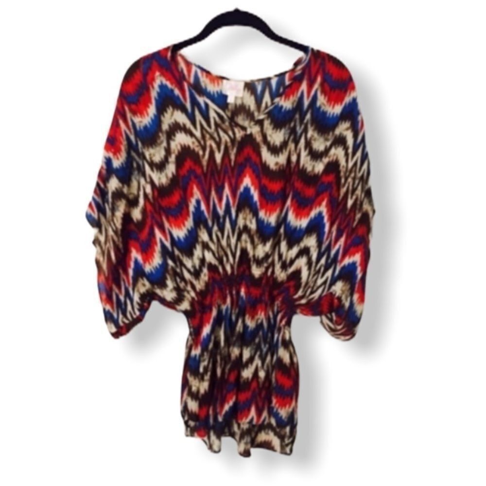 Parker Parker 100% Silk Multicolor Abstract Blouse Elastic Waist Ki Size S / US 4 / IT 40 - 2 Thumbnail