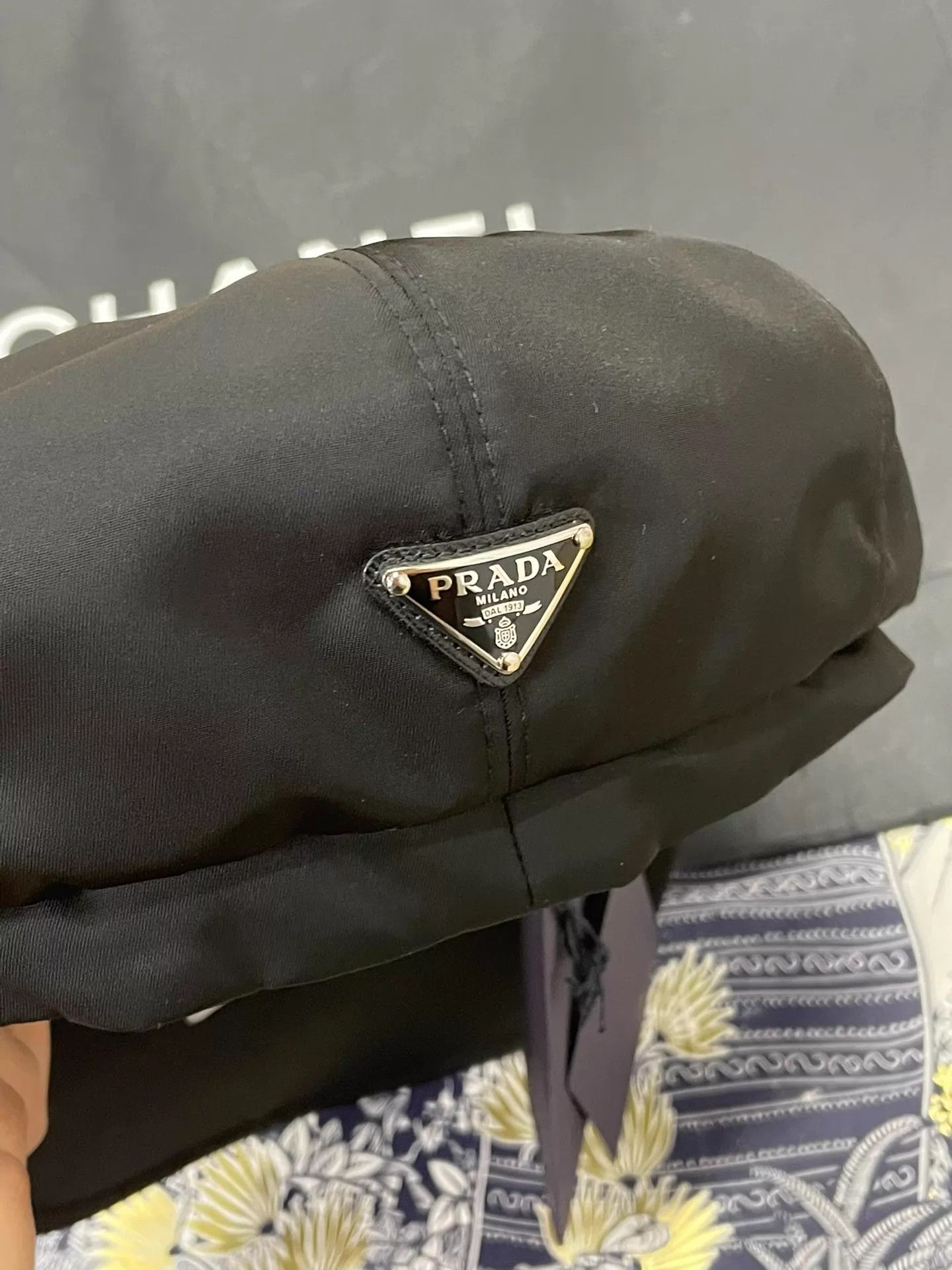 Prada Prada Black Nylon Reversible Newsboy Cap L 59cm Triangle Size ONE SIZE - 4 Thumbnail