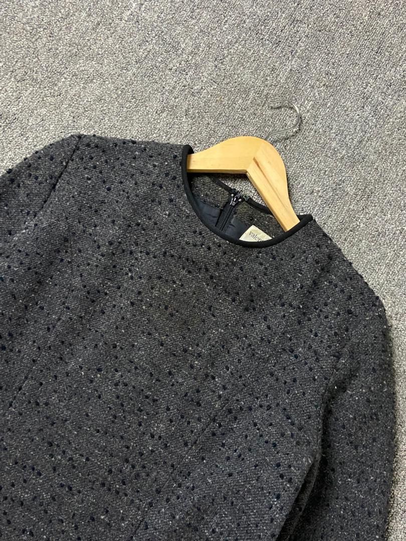 Japanese Brand Valentino Garavani Wool Tweed Blend Dress (182) Size XS / US 0-2 / IT 36-38 - 4 Thumbnail