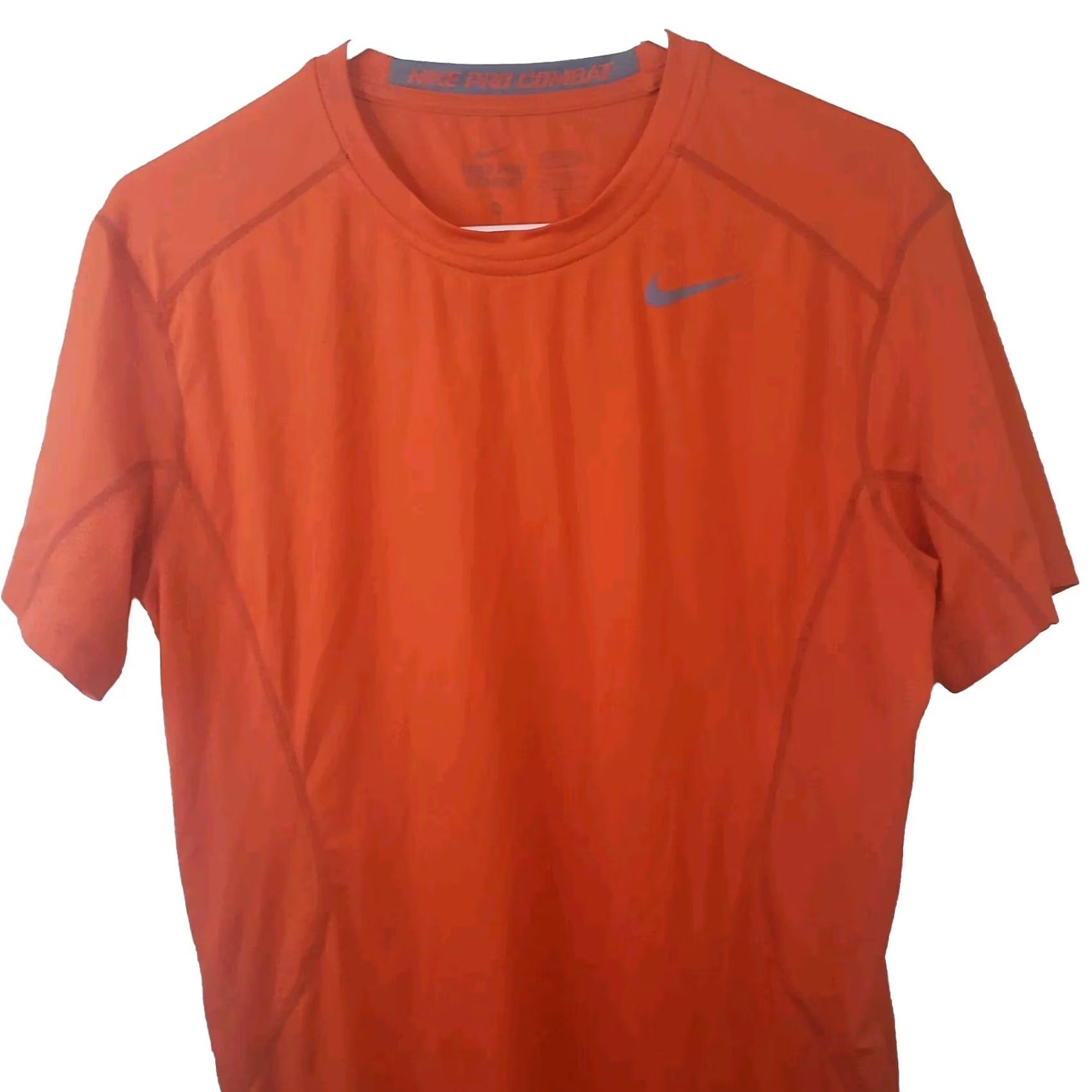 Nike Nike Pro Combat T-Shirt Mens M Orange Dri-Fit Short Sleeve Athletic Shirt Size US M / EU 48-50 / 2 - 2 Thumbnail