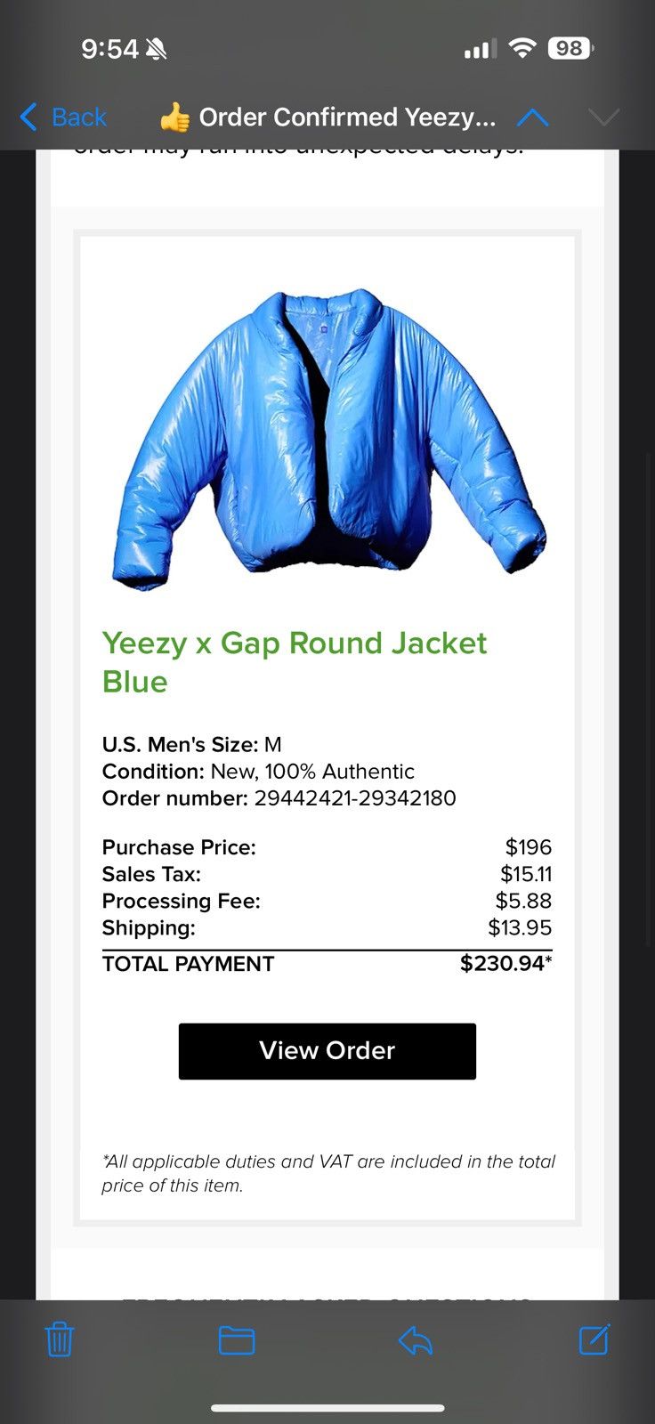 Gap Yeezy GAP Round Jacket Blue Size M - Lightly Used Authentic Size US M / EU 48-50 / 2 - 5 Thumbnail