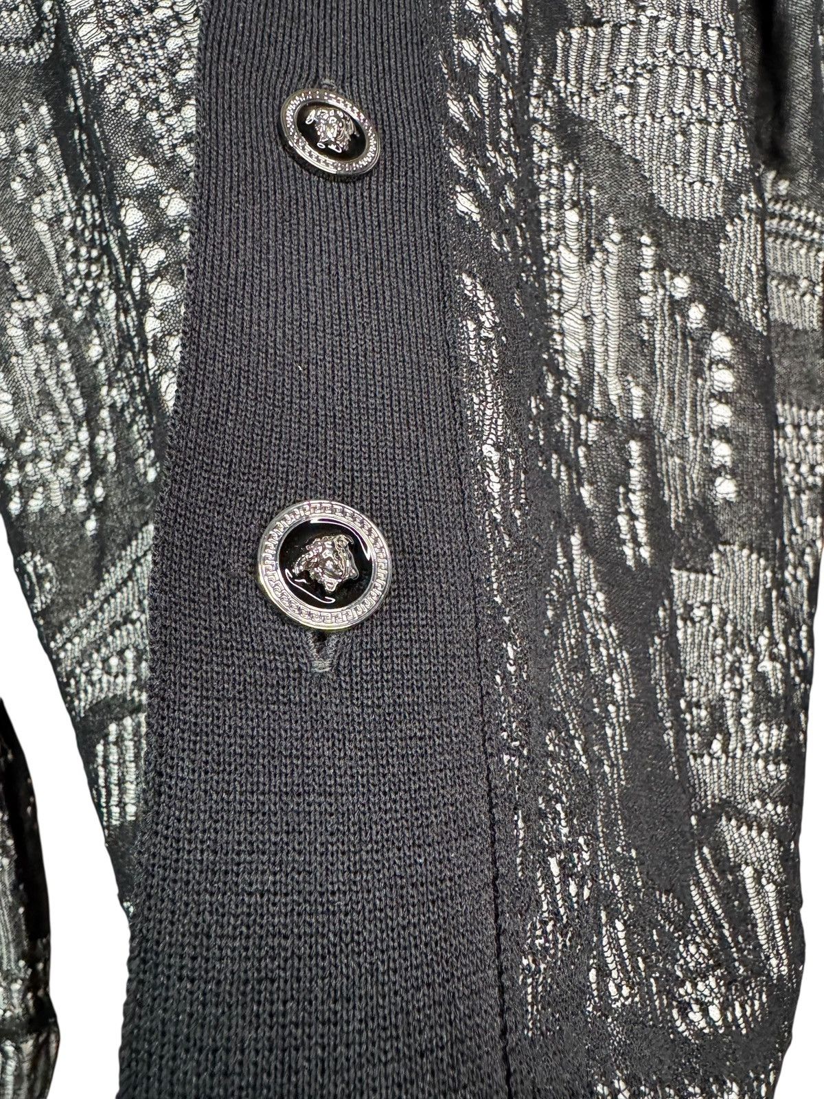 Versace Versace black drop-stitch cotton open-knit cardigan Size US M / EU 48-50 / 2 - 8 Thumbnail