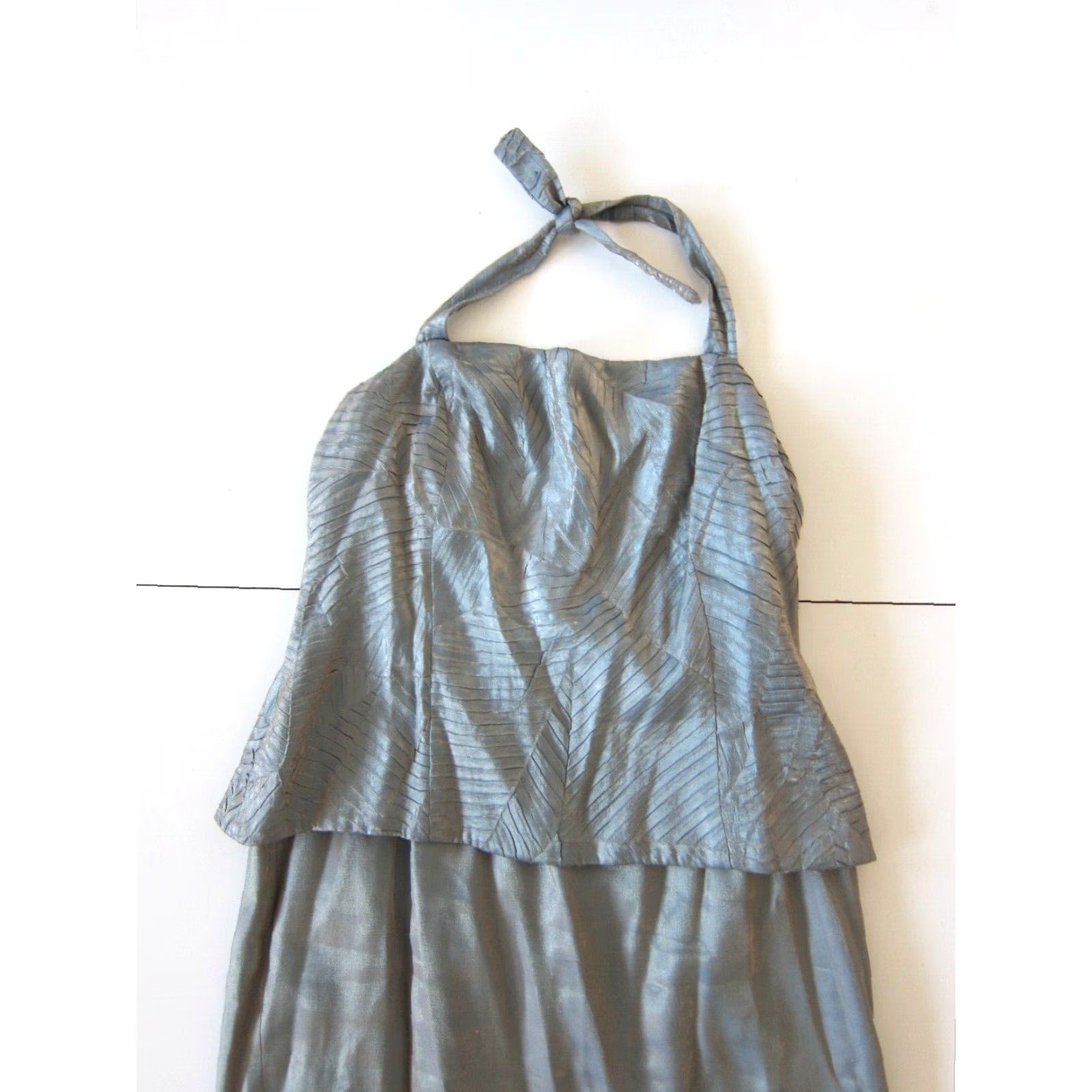 Alex Evenings VINTAGE Alex Evenings Blue Gold Satin Halter Top Long Maxi Formal Dress Women L Size L / US 10 / IT 46 - 3 Thumbnail