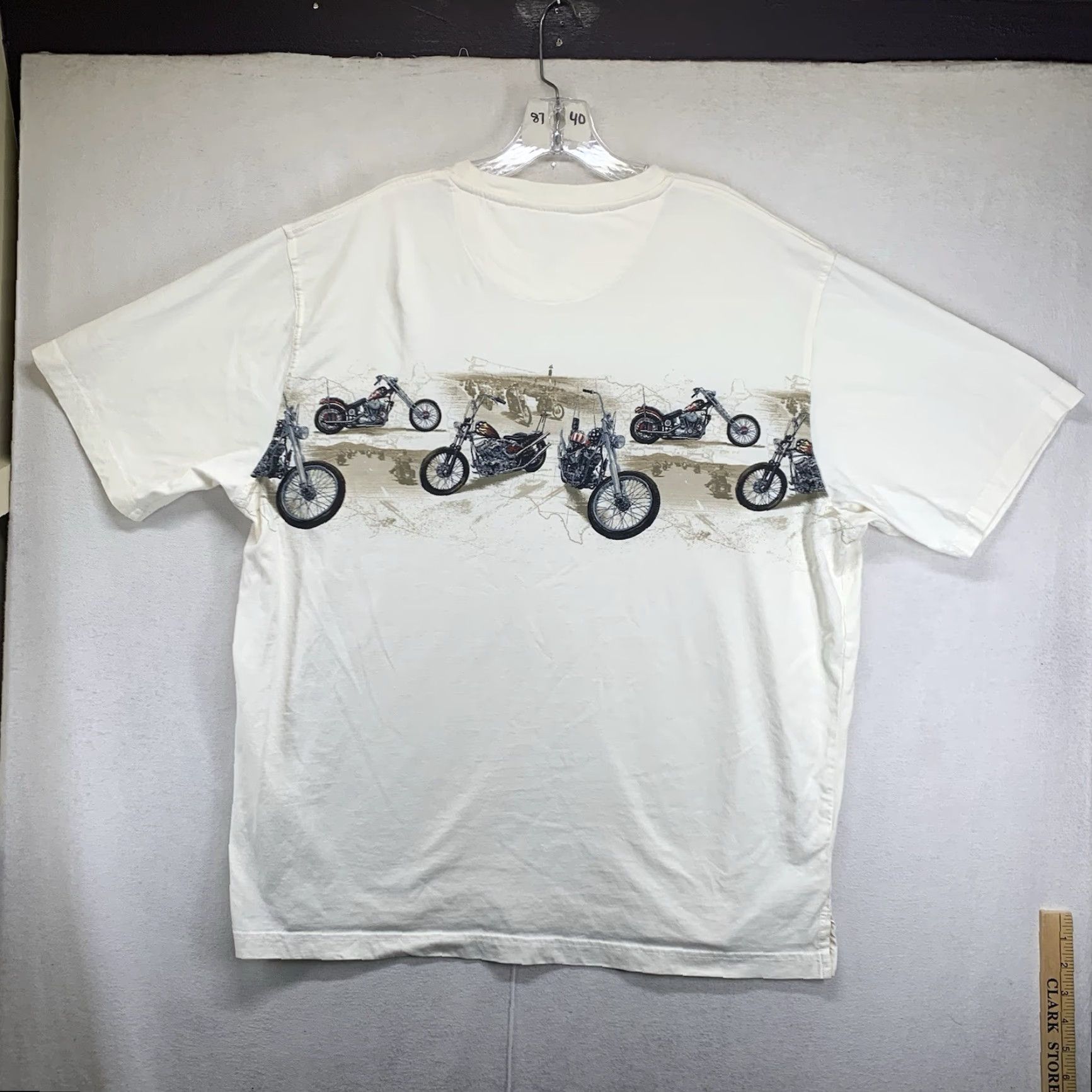 Vintage VINTAGE North River Men's Motorcycle Graphic T-Shirt XL Ivory Crew Neck Short Sleeve Biker All Seasons Heavyweight Size US XL / EU 56 / 4 - 2 Thumbnail
