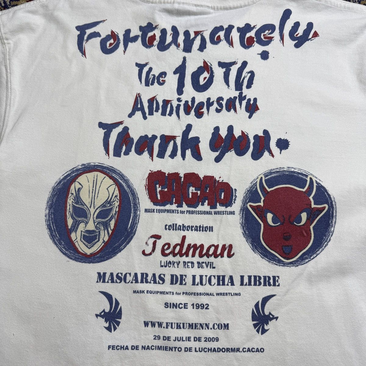 Japanese Brand Ted company Fukumen mania wrestling lucky red devil y2k tee Size US L / EU 52-54 / 3 - 4 Thumbnail
